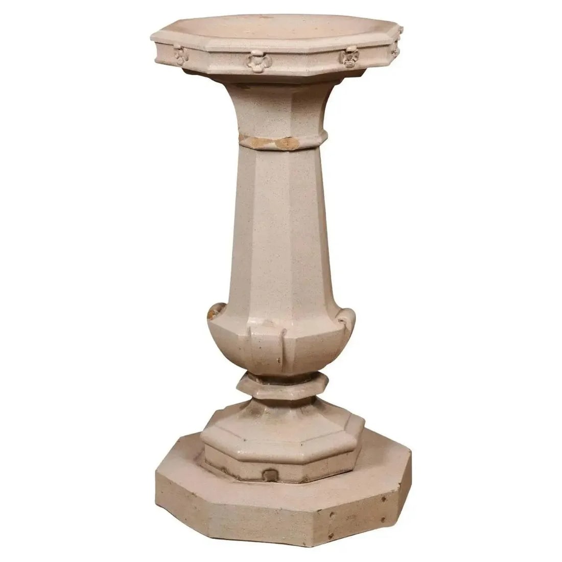 English Turn of the Century Glazed Pottery Bird Bath with Carved Flowers, 1900s - 13