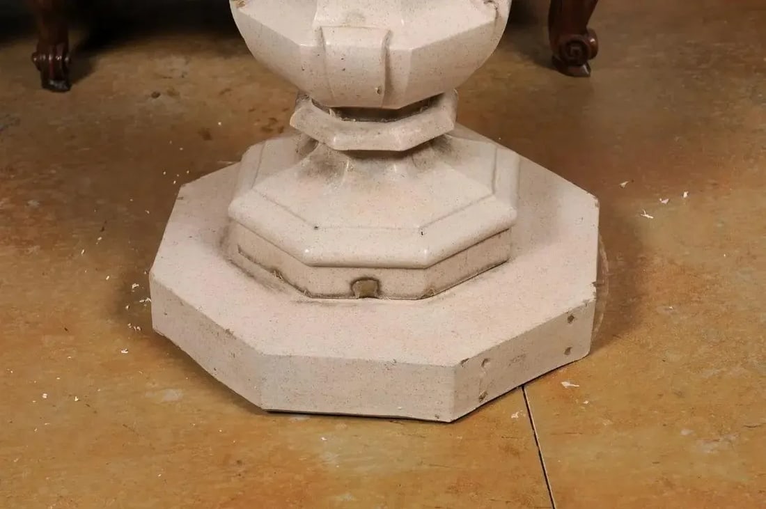 English Turn of the Century Glazed Pottery Bird Bath with Carved Flowers, 1900s - 9