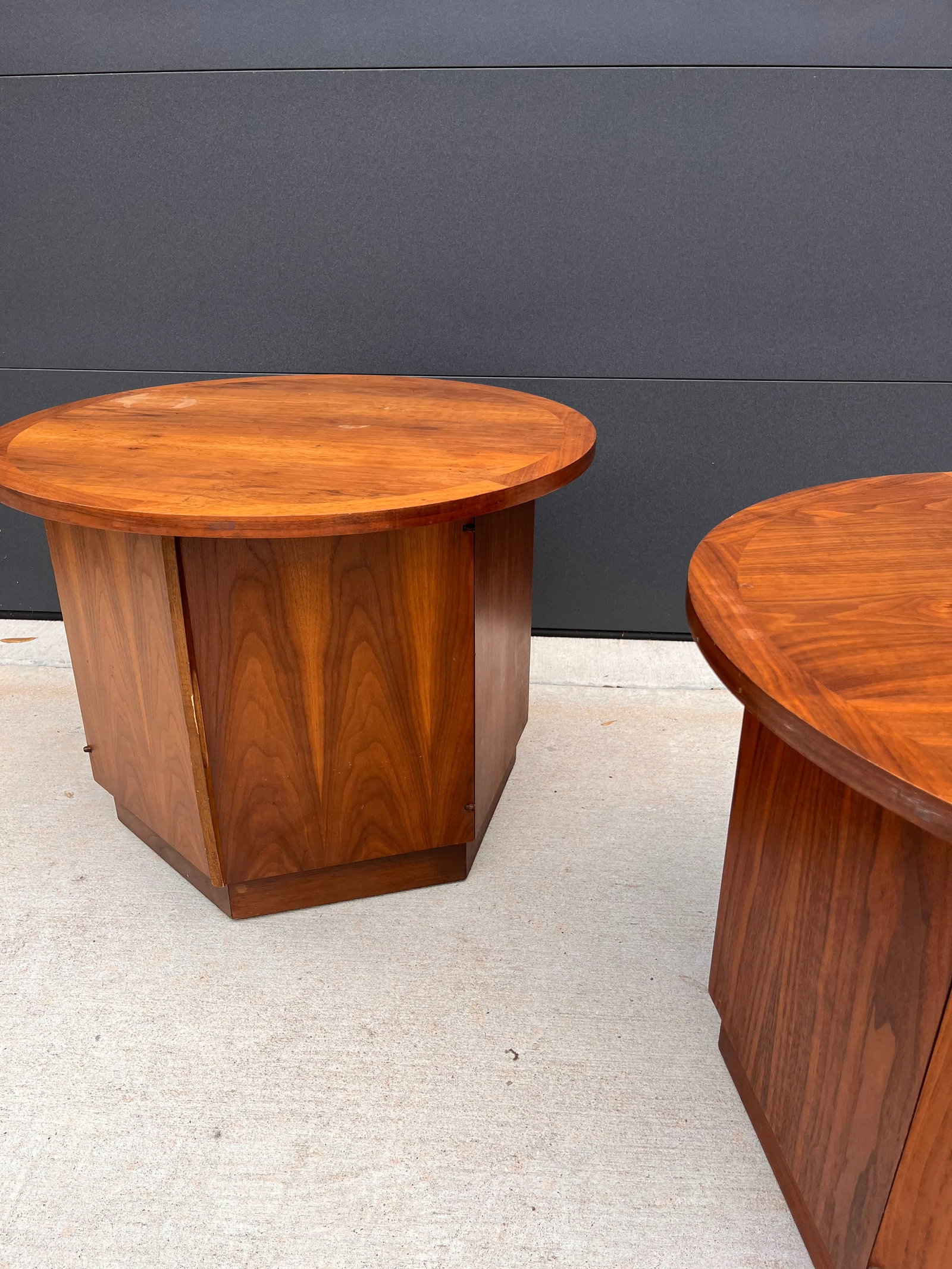 Pair of Mid Century Lane Furniture Hexagon Storage Side Tables - 3