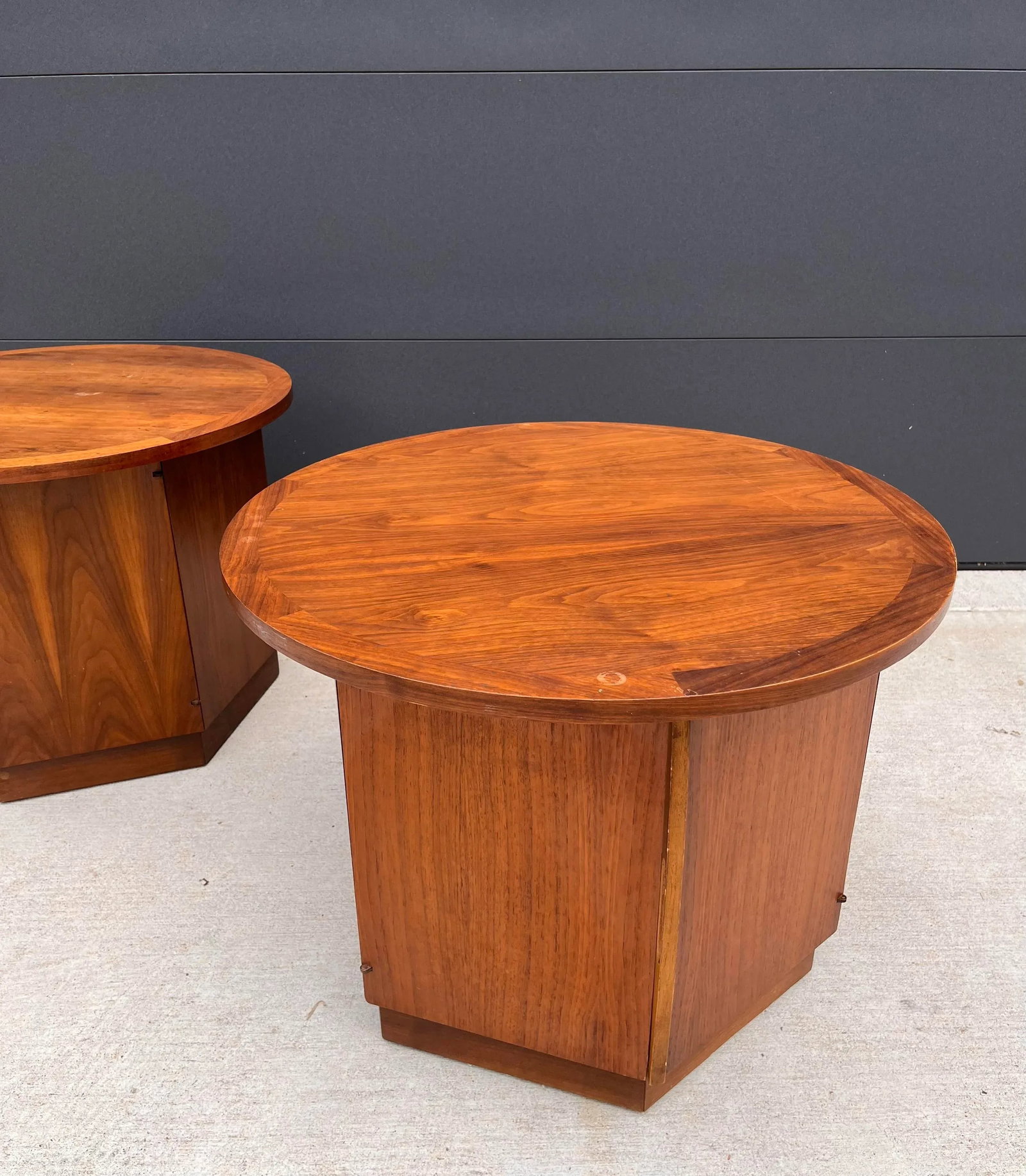 Pair of Mid Century Lane Furniture Hexagon Storage Side Tables - 4