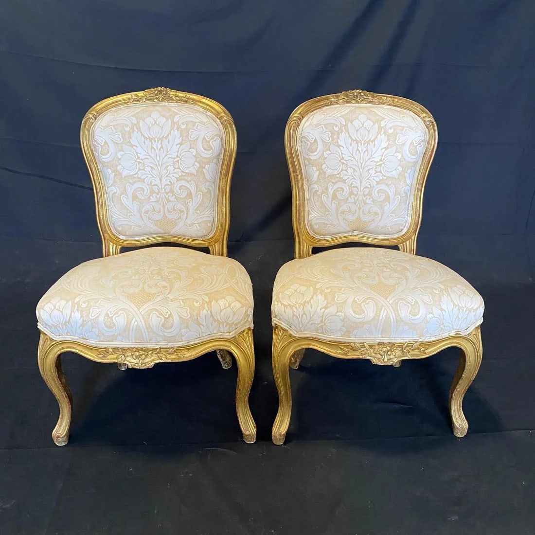 French Louis XV Gold Slipper Chairs -A Pair - 10