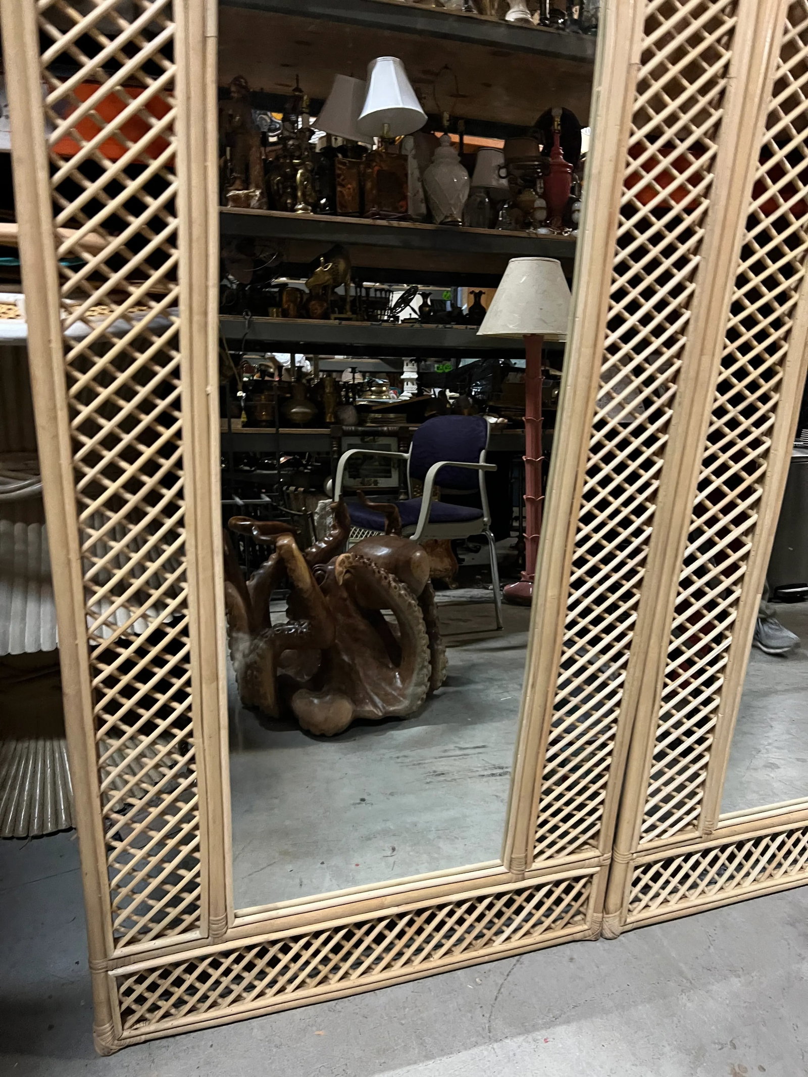 Oversized Hand Woven Bamboo Floor Mirror - 2