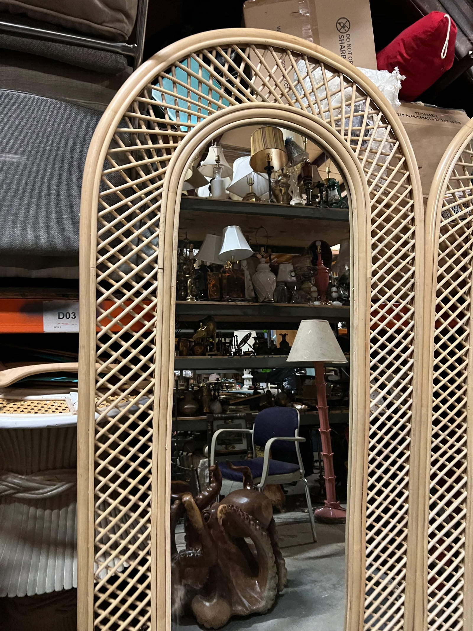 Oversized Hand Woven Bamboo Floor Mirror - 4