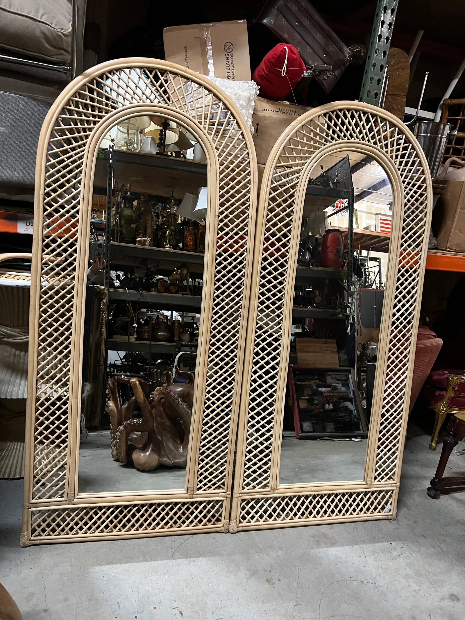Oversized Hand Woven Bamboo Floor Mirror - 5