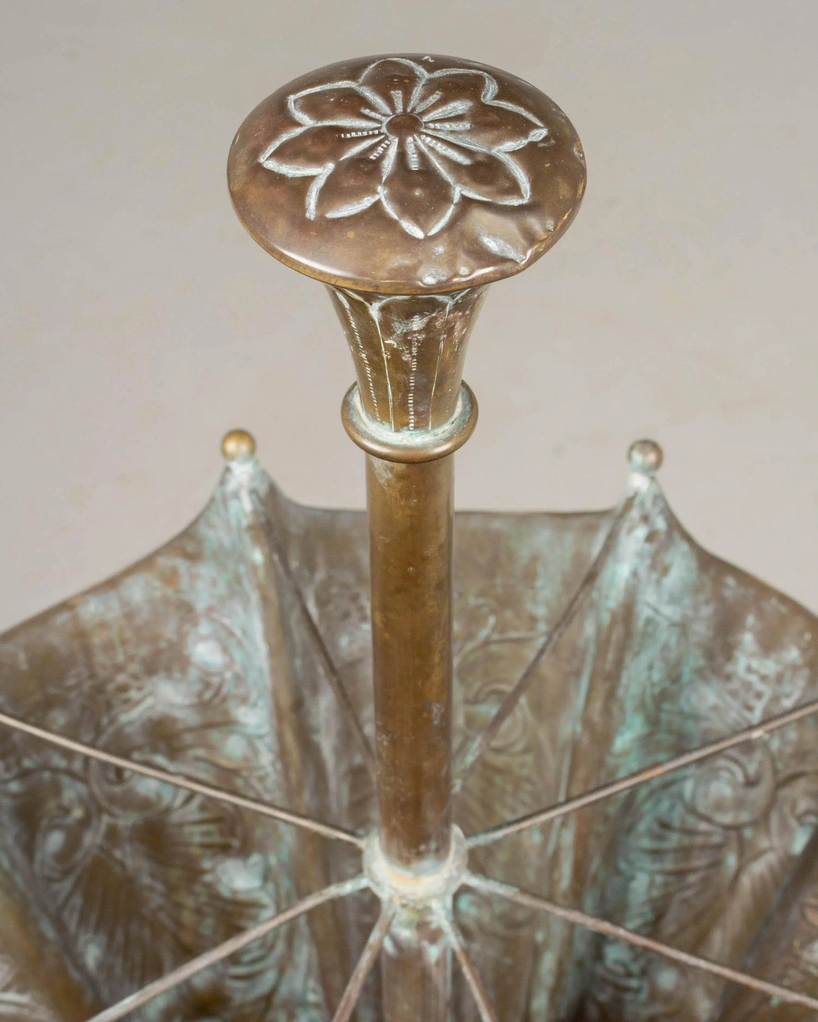 French Embossed Brass Umbrella Stand - 10