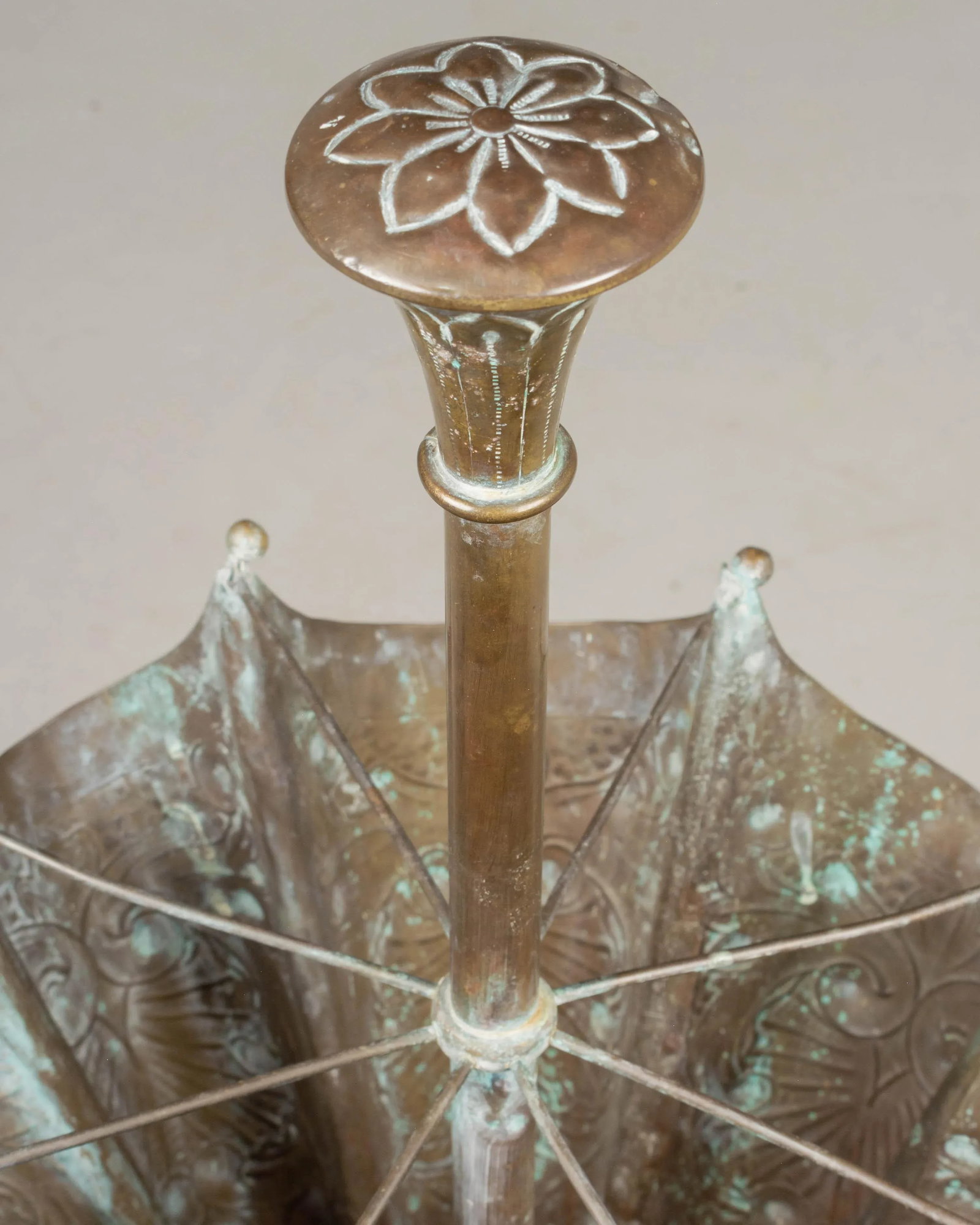 French Embossed Brass Umbrella Stand - 11