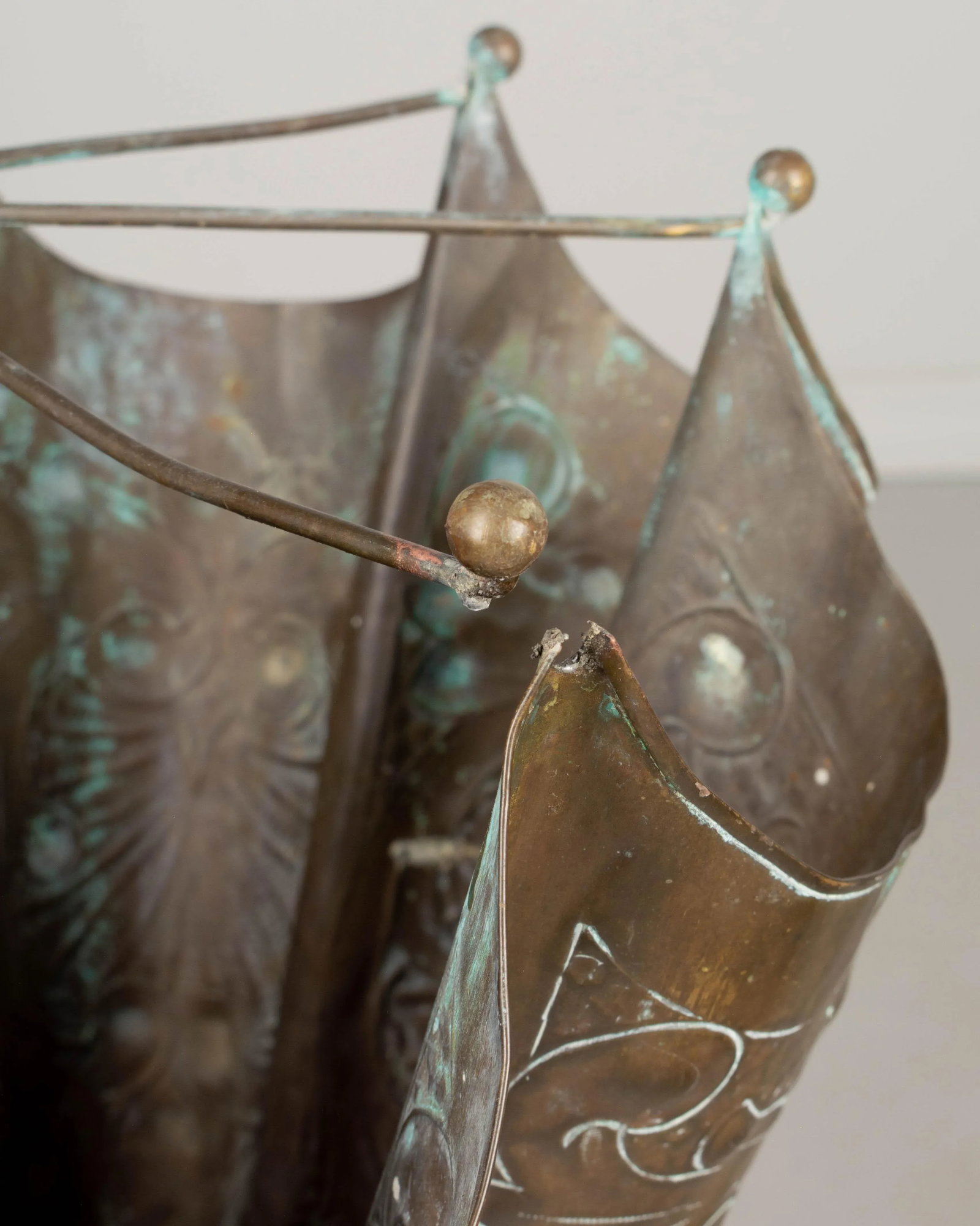 French Embossed Brass Umbrella Stand - 2