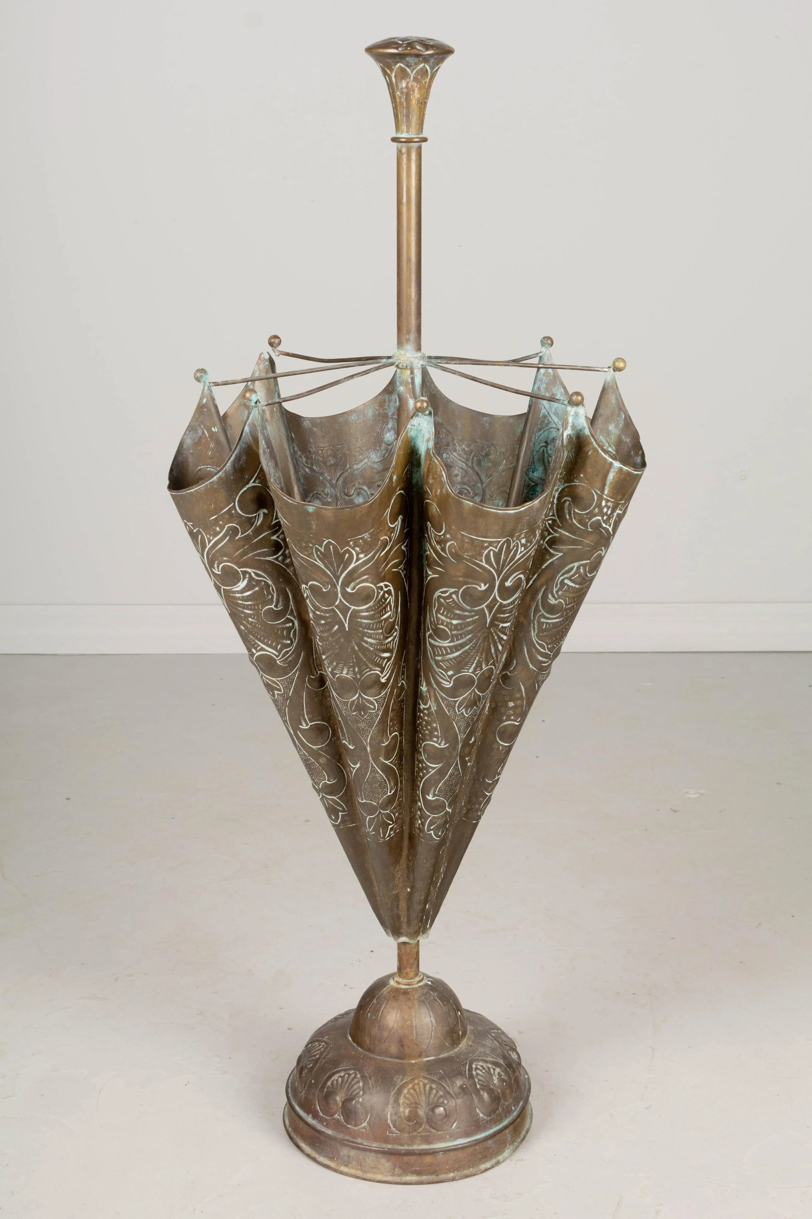 French Embossed Brass Umbrella Stand - 3