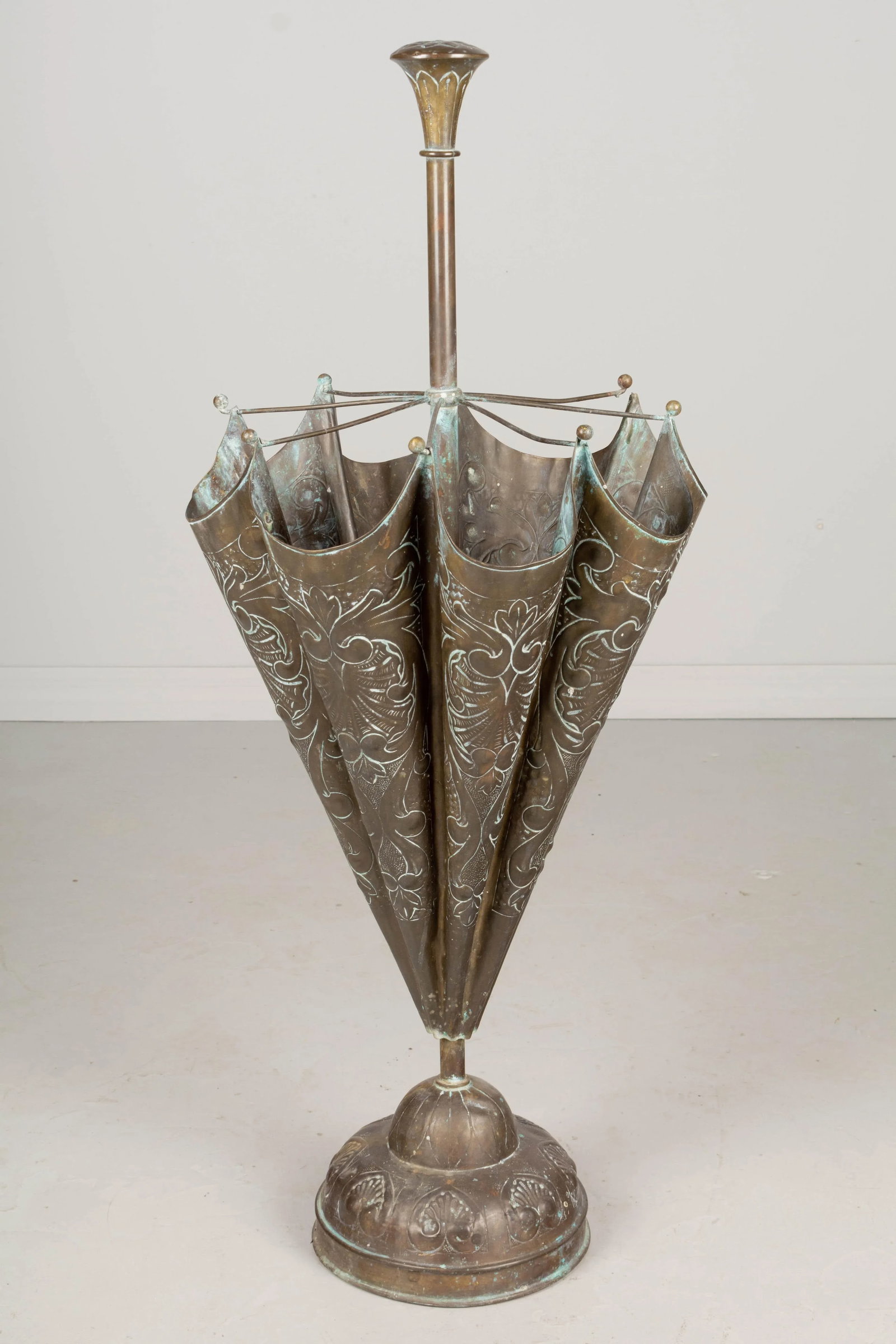 French Embossed Brass Umbrella Stand - 4
