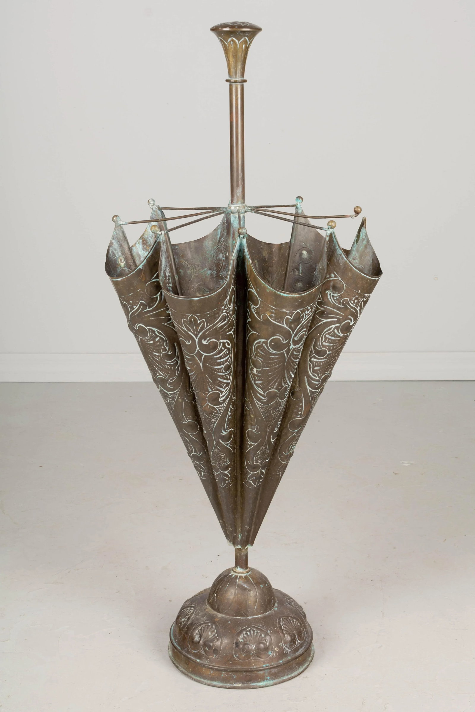 French Embossed Brass Umbrella Stand - 5