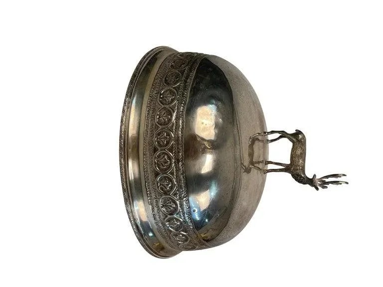 Antique Stag Covered Silverplate Meat Dome - 3