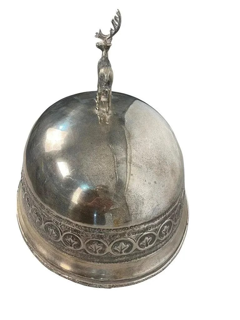 Antique Stag Covered Silverplate Meat Dome - 4