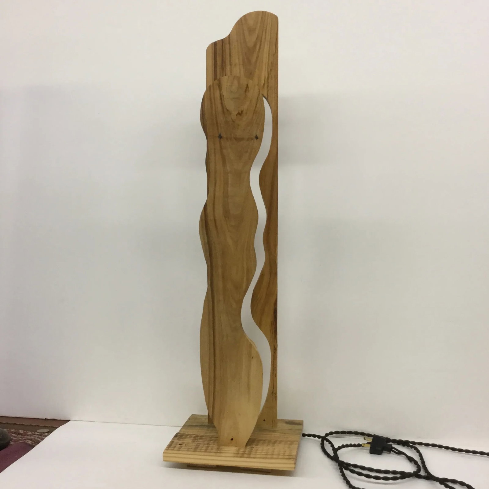 Rustic Industrial Artisan Wood Sculpture Table Lamp - 2