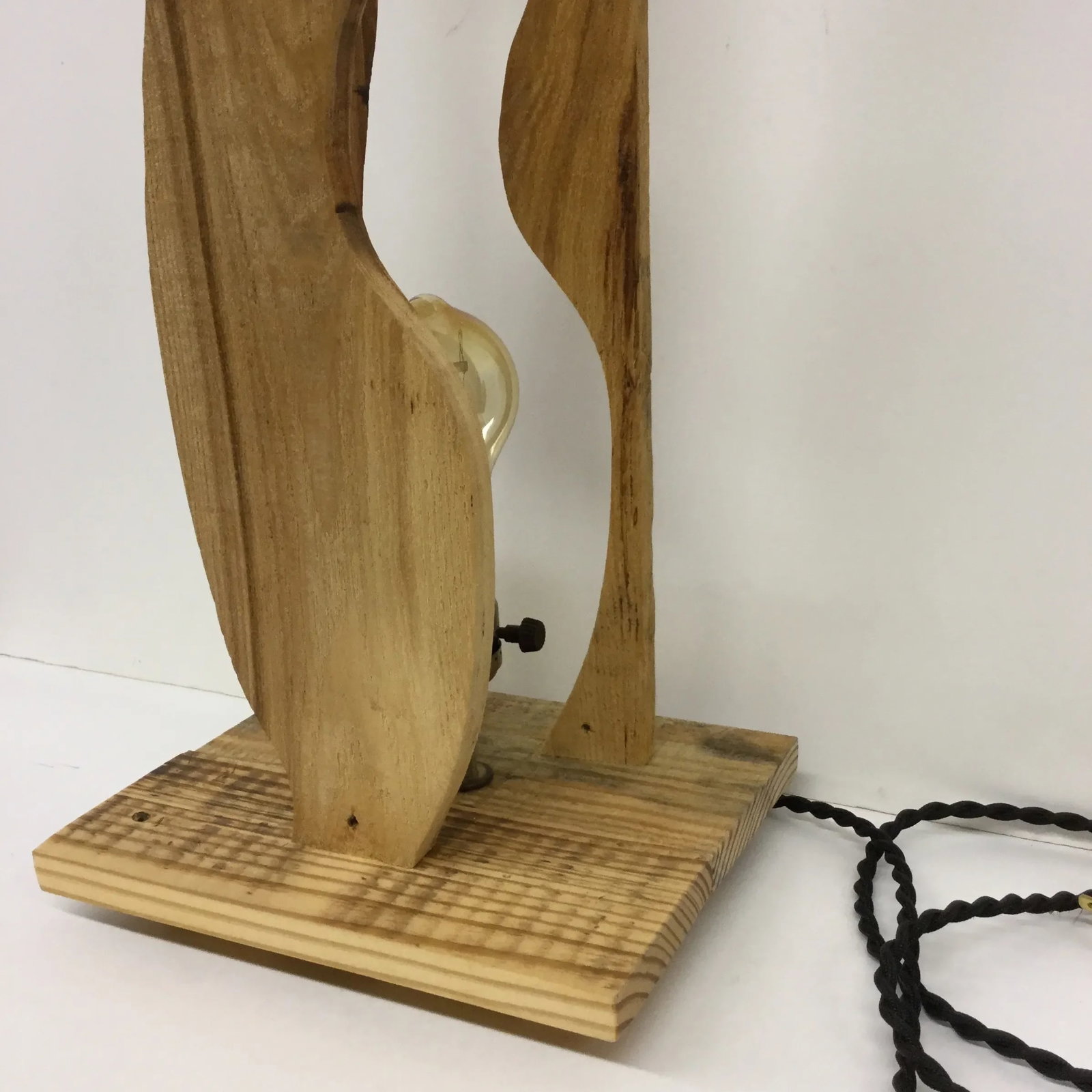 Rustic Industrial Artisan Wood Sculpture Table Lamp - 3
