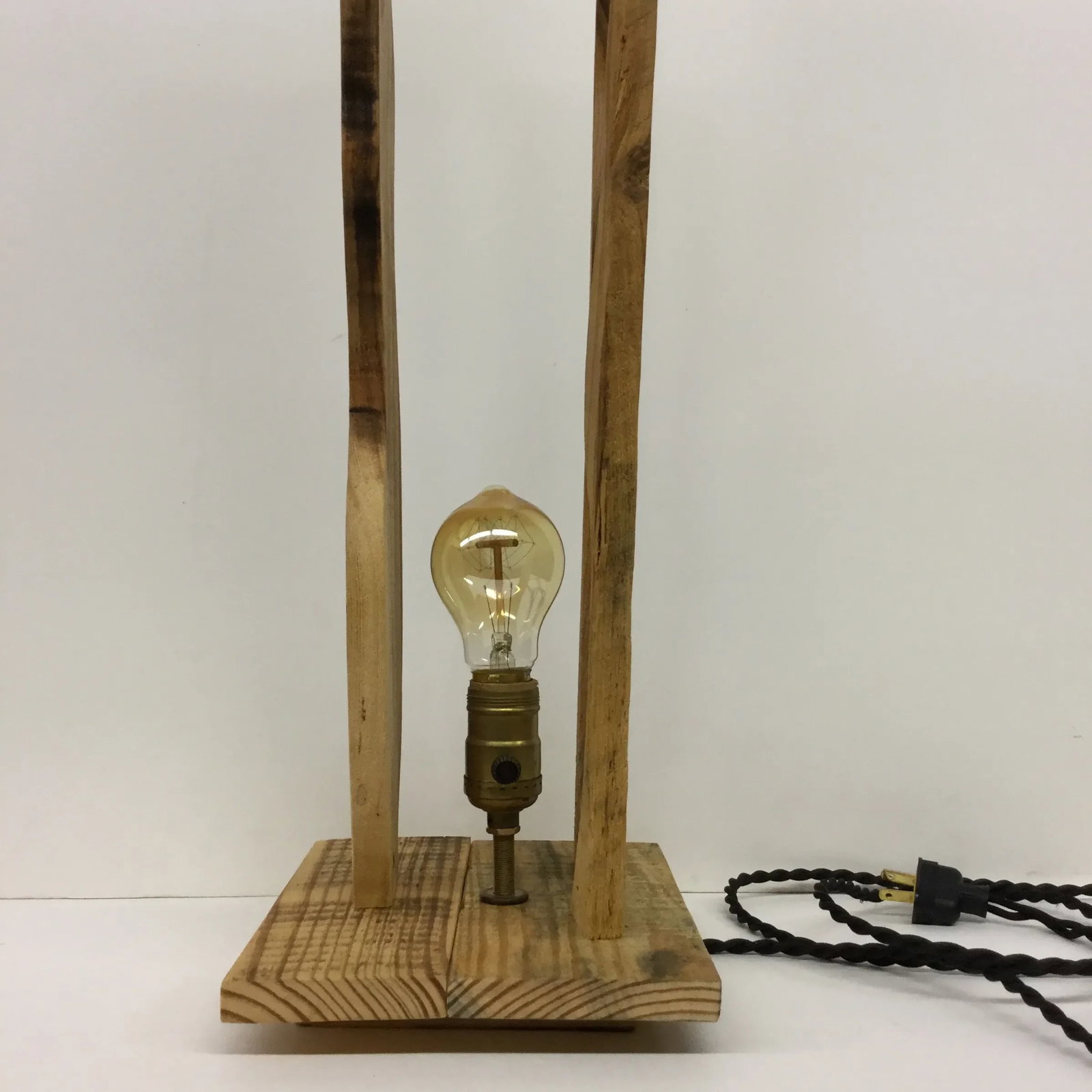 Rustic Industrial Artisan Wood Sculpture Table Lamp - 5