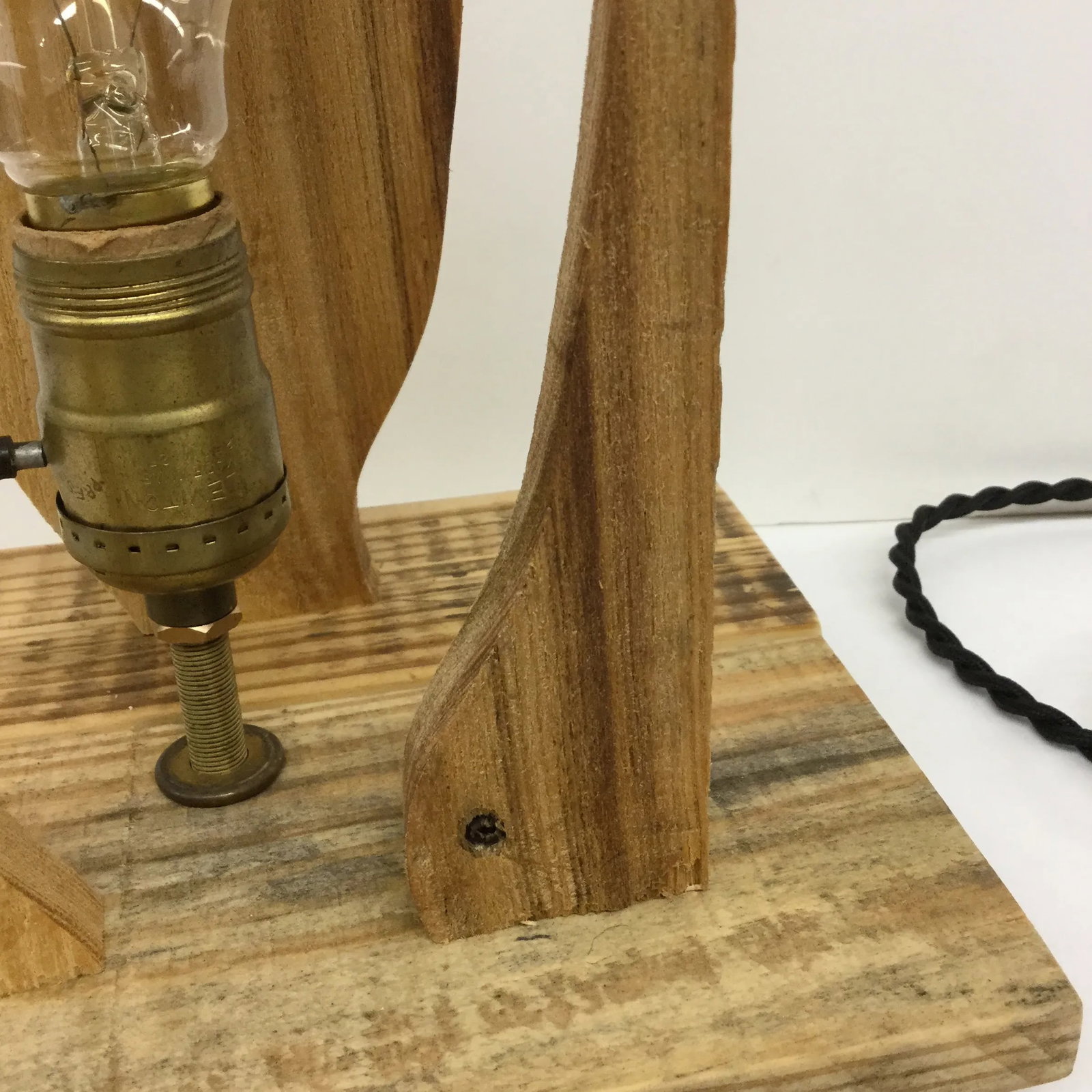 Rustic Industrial Artisan Wood Sculpture Table Lamp - 8