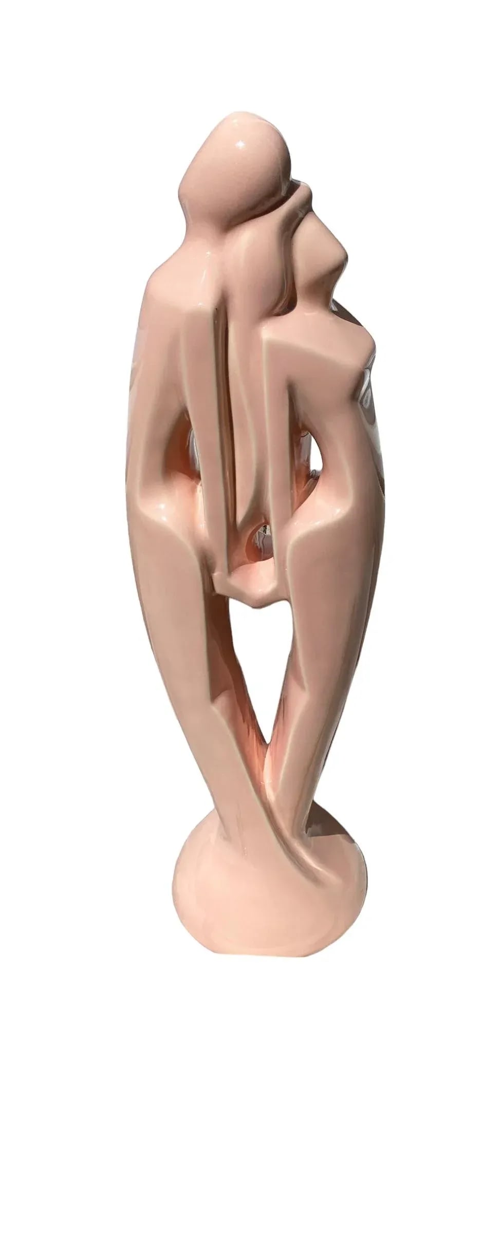 1980's Memphis Design Style Royal Haeger Art Pottery Pink Ceramic "Lovers Harmony" Table Top Statute - 12