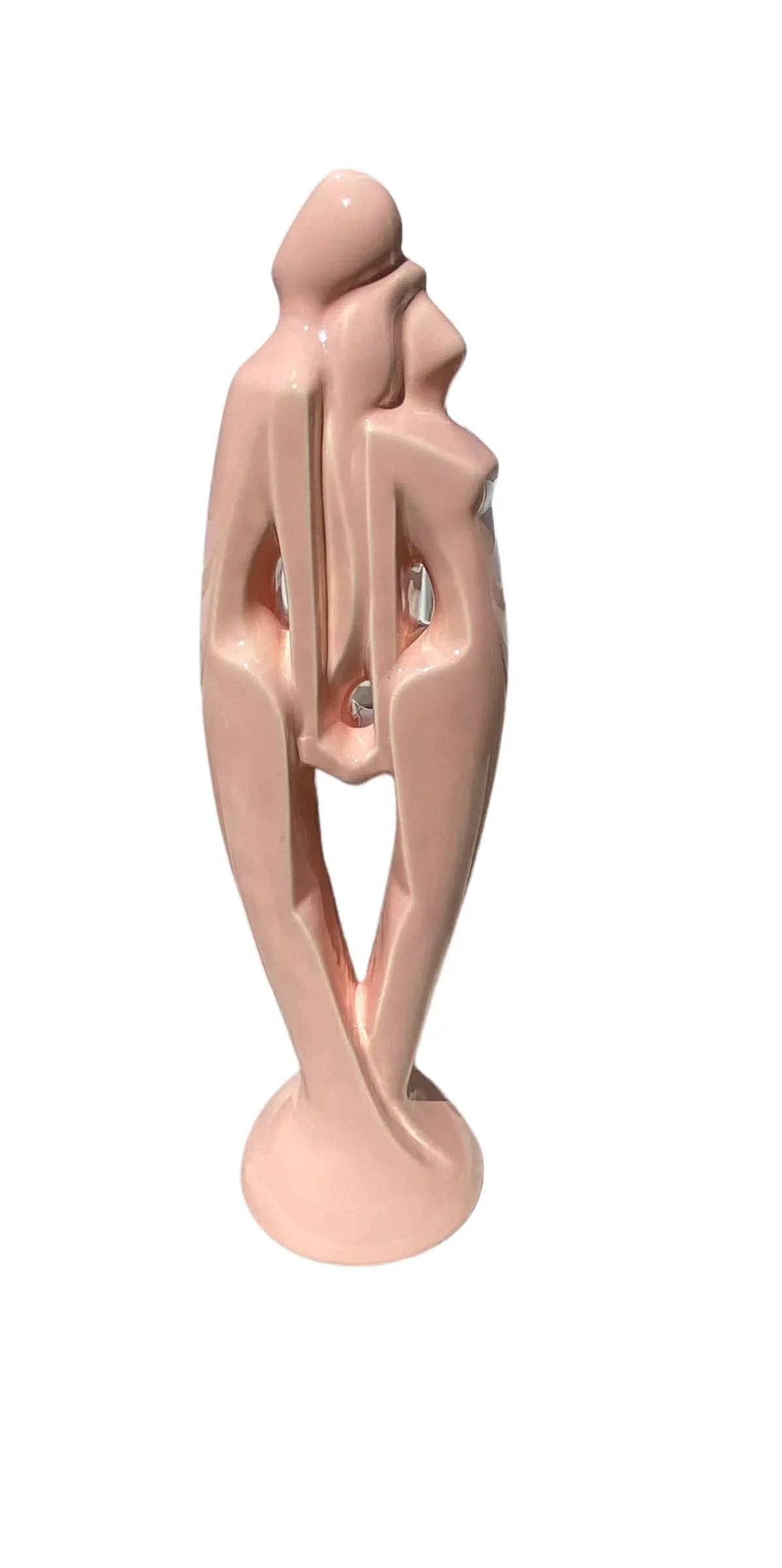 1980's Memphis Design Style Royal Haeger Art Pottery Pink Ceramic "Lovers Harmony" Table Top Statute - 13