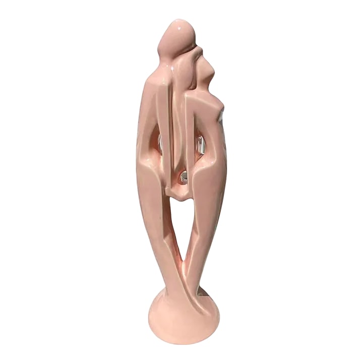 1980's Memphis Design Style Royal Haeger Art Pottery Pink Ceramic "Lovers Harmony" Table Top Statute: 1980's Memphis Design Style Royal Haeger Art Pottery Pink Ceramic "Lovers Harmony" Table Top Statute. This is a beautiful tall graceful statute that is in Very Good overall vintage condition. There