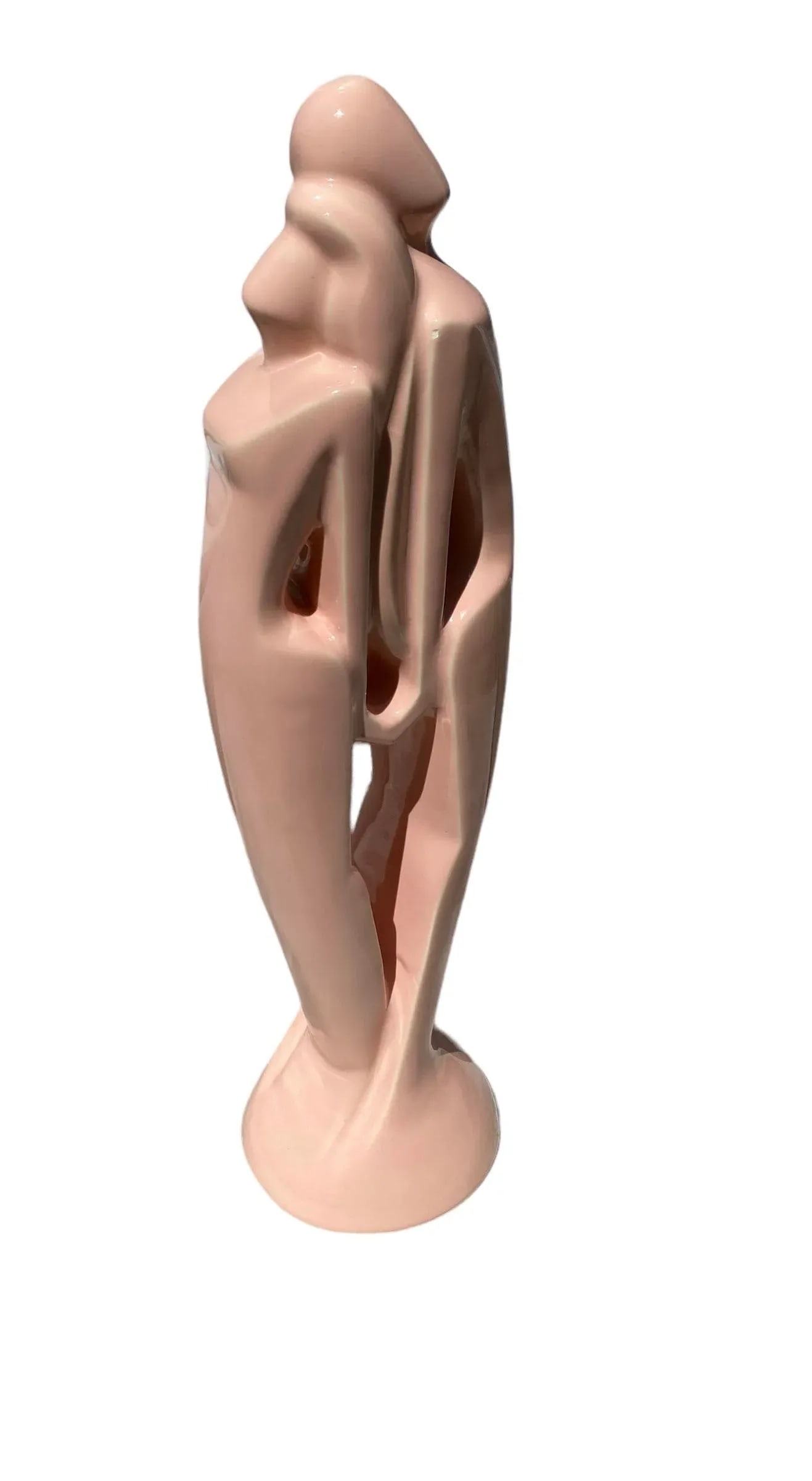 1980's Memphis Design Style Royal Haeger Art Pottery Pink Ceramic "Lovers Harmony" Table Top Statute - 4