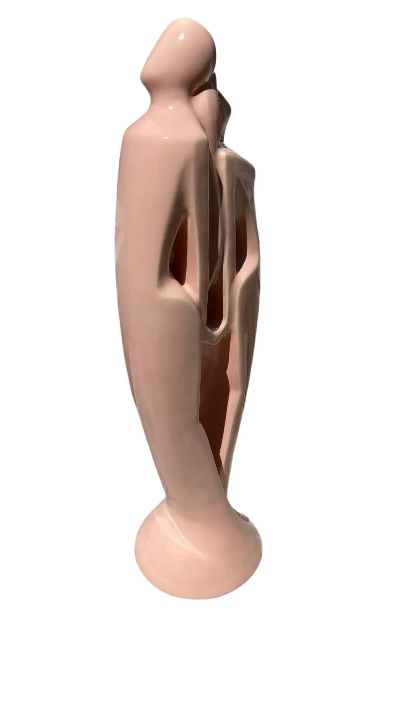 1980's Memphis Design Style Royal Haeger Art Pottery Pink Ceramic "Lovers Harmony" Table Top Statute - 6