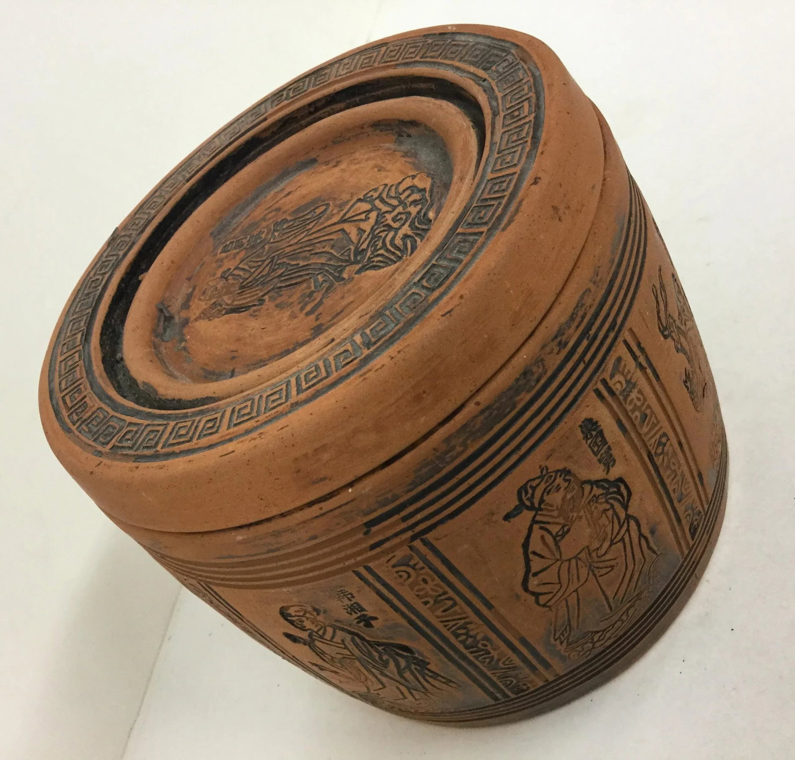 Chinese 8 Immortals Covered Clay Box - 3