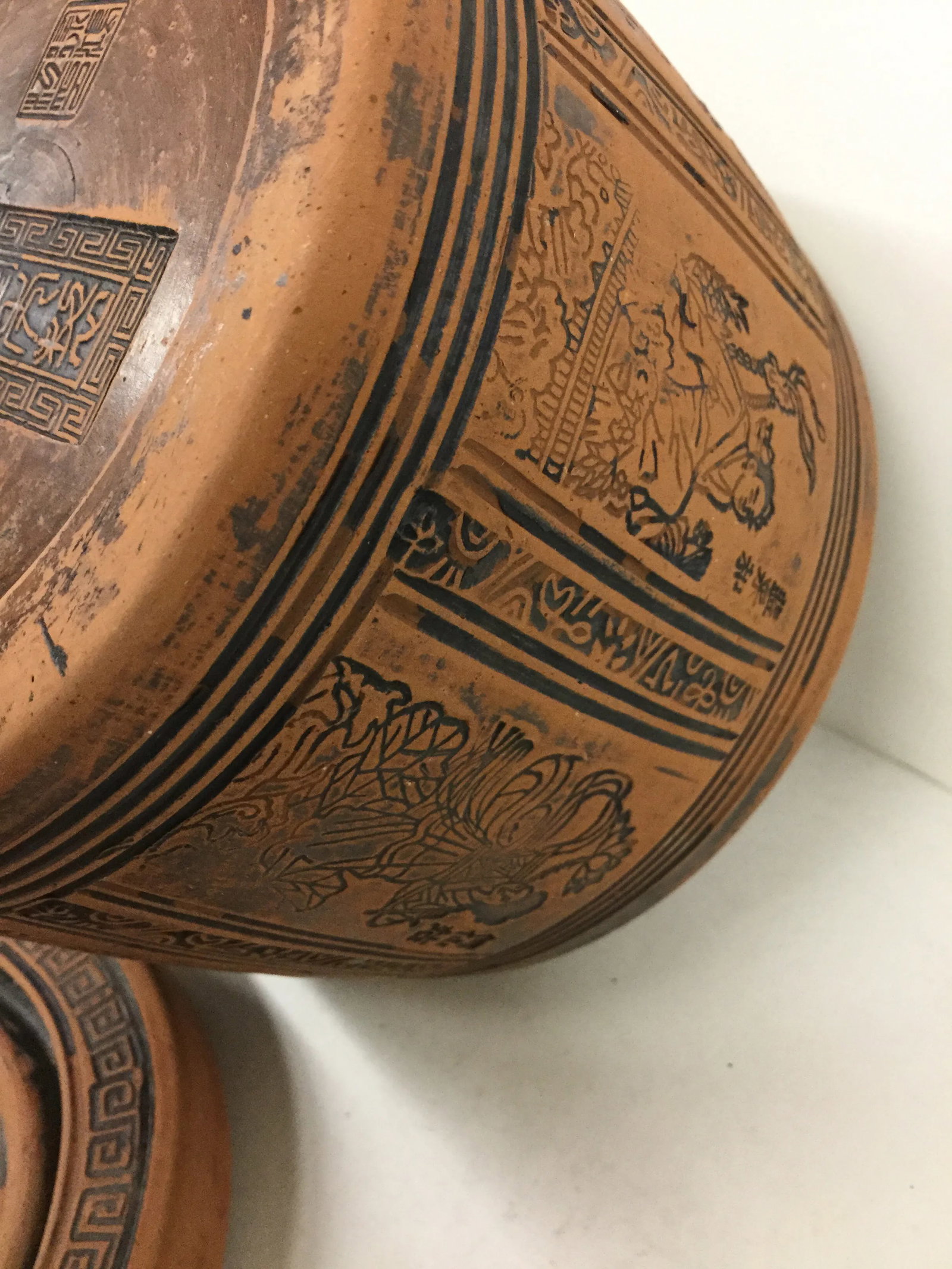 Chinese 8 Immortals Covered Clay Box - 9