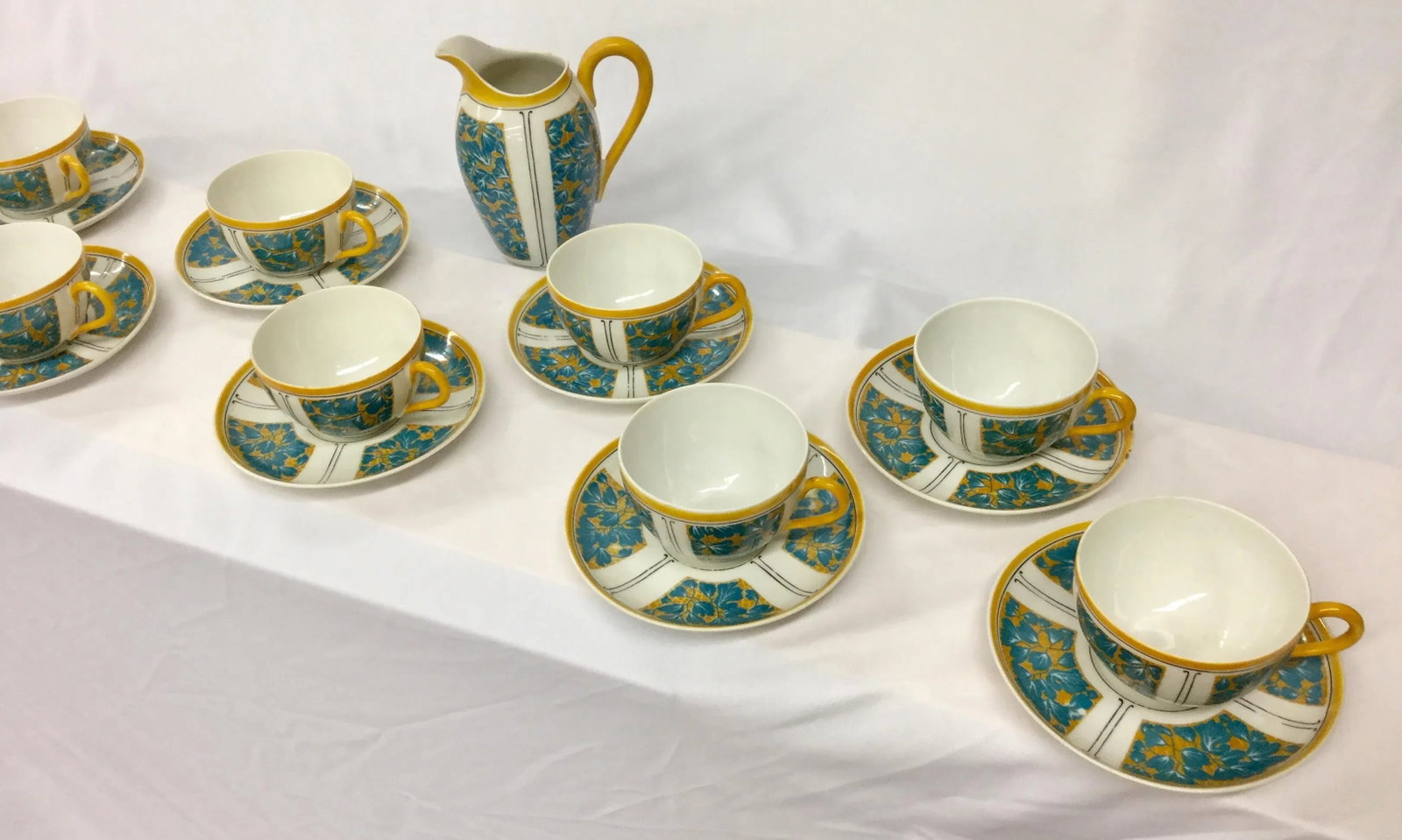 E. Dumas Limoges France Teacups & Milk Pitcher - Service for 10 - 2
