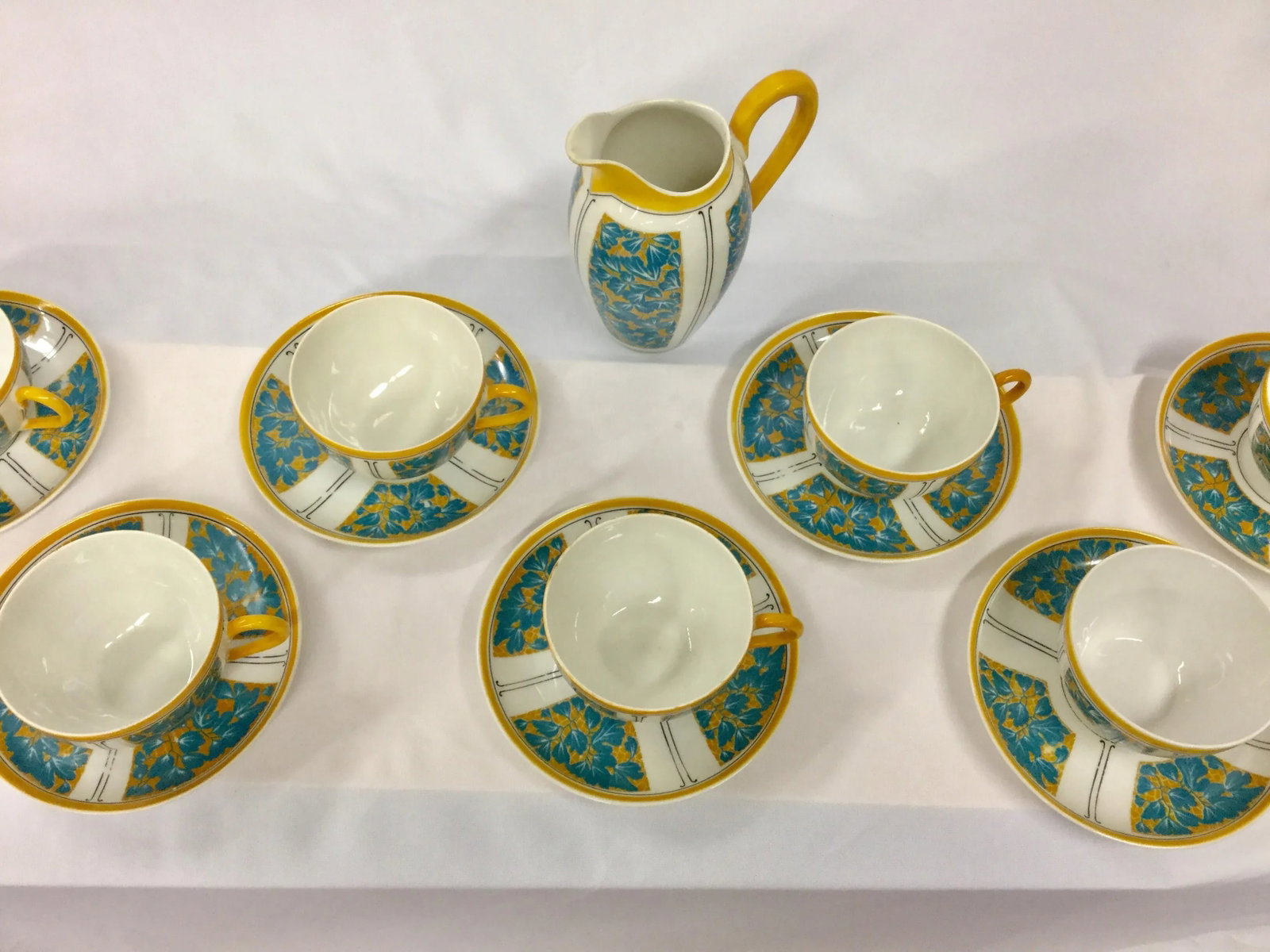 E. Dumas Limoges France Teacups & Milk Pitcher - Service for 10 - 3