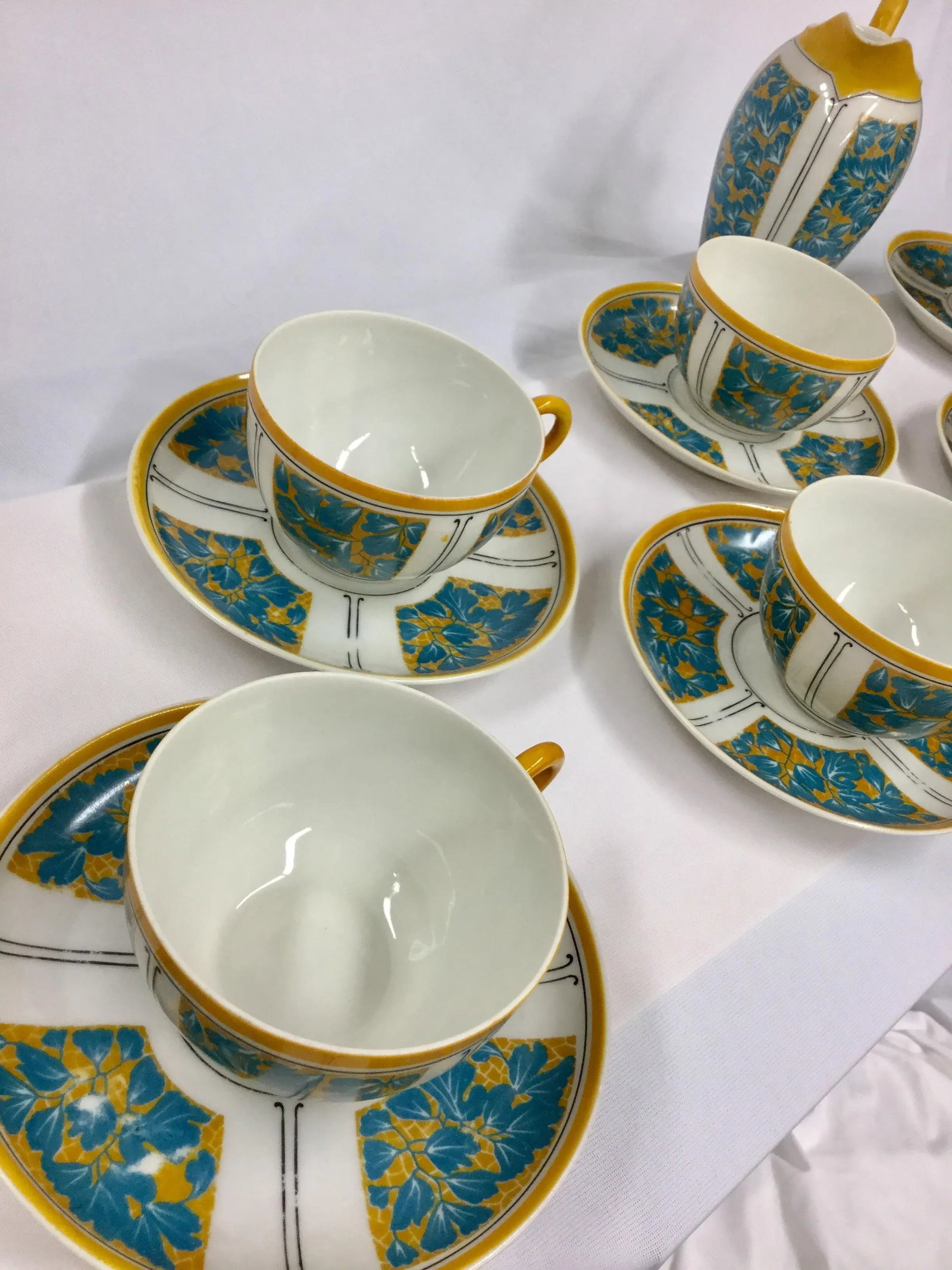 E. Dumas Limoges France Teacups & Milk Pitcher - Service for 10 - 6
