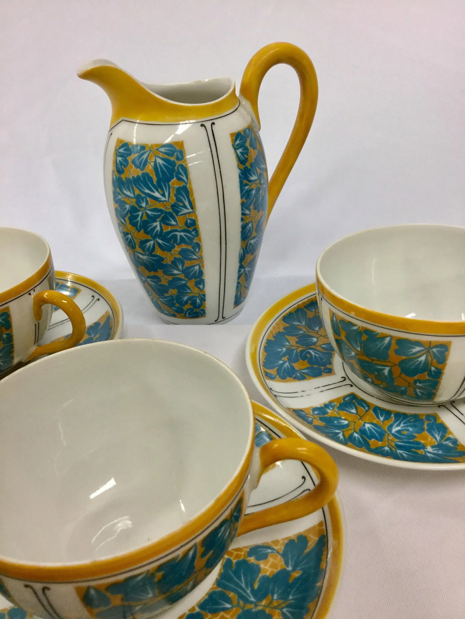 E. Dumas Limoges France Teacups & Milk Pitcher - Service for 10 - 7