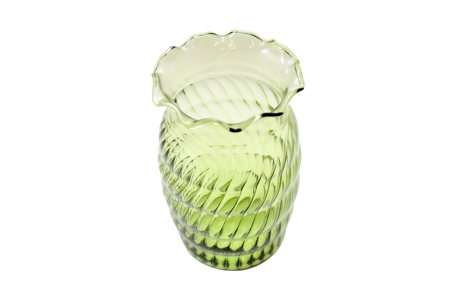 Green Swirled Glass Vase - 2