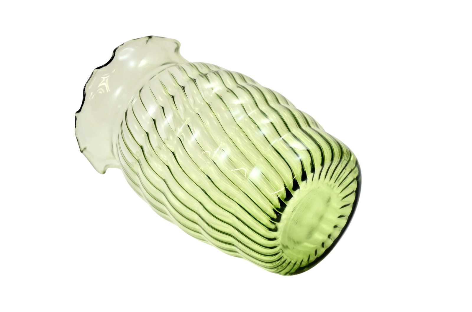 Green Swirled Glass Vase - 3