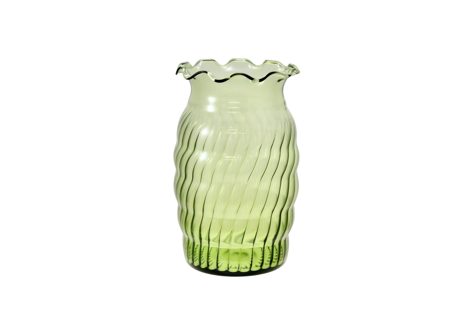 Green Swirled Glass Vase - 4