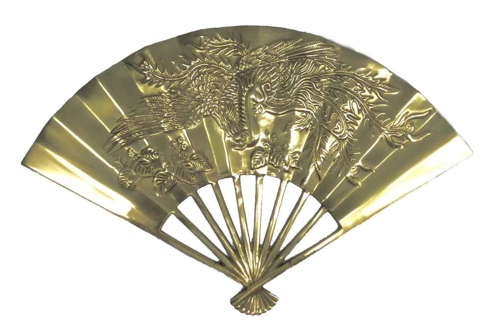Vintage Carved Solid Brass Fan Wall Art - 13