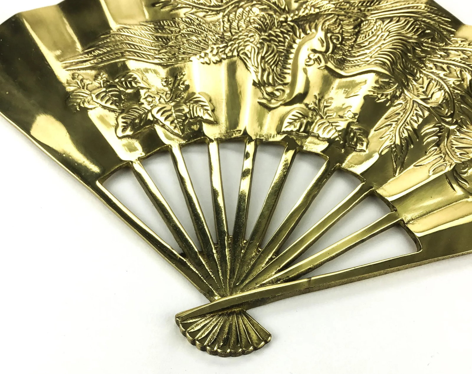 Vintage Carved Solid Brass Fan Wall Art - 6