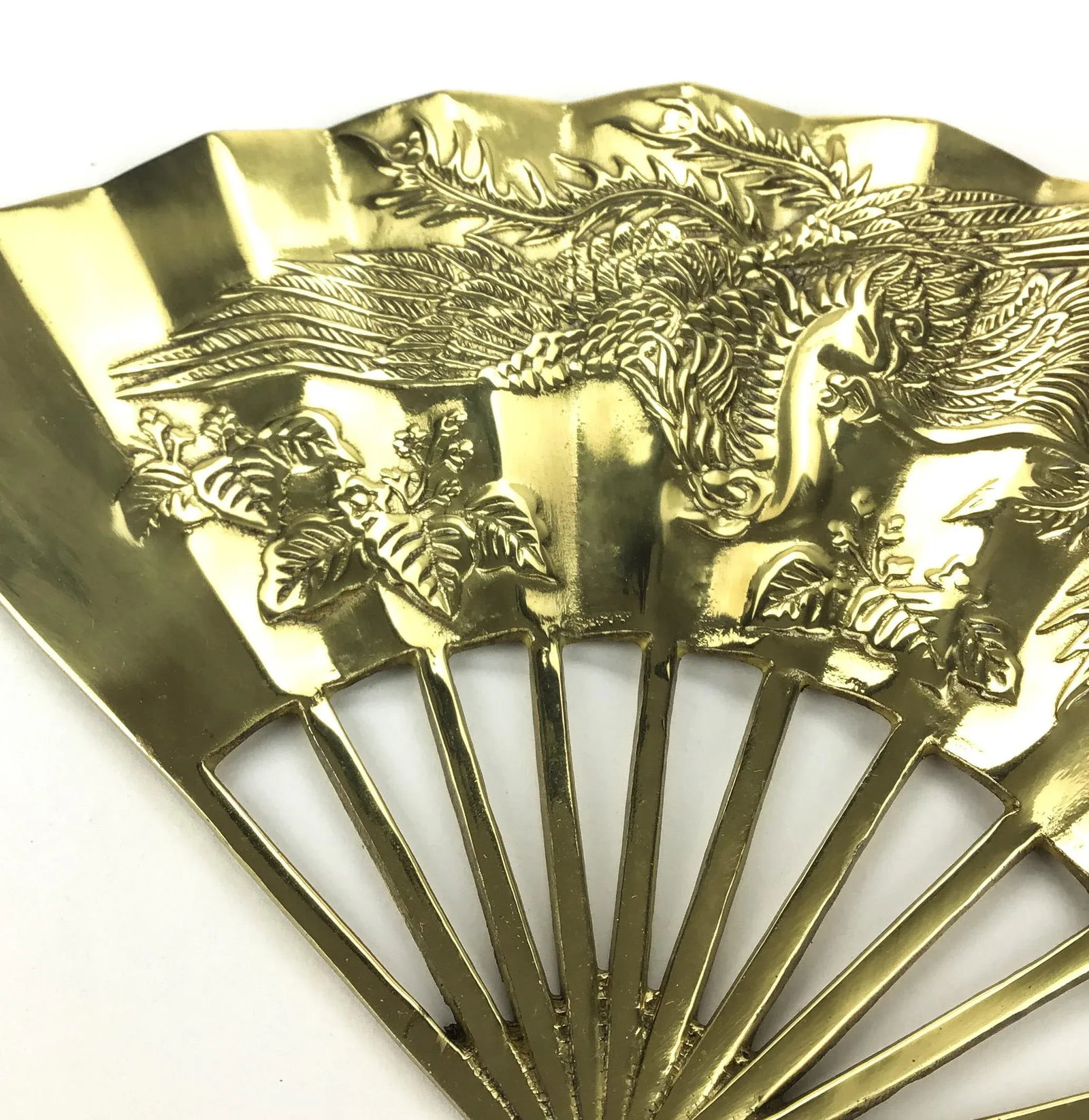Vintage Carved Solid Brass Fan Wall Art - 7
