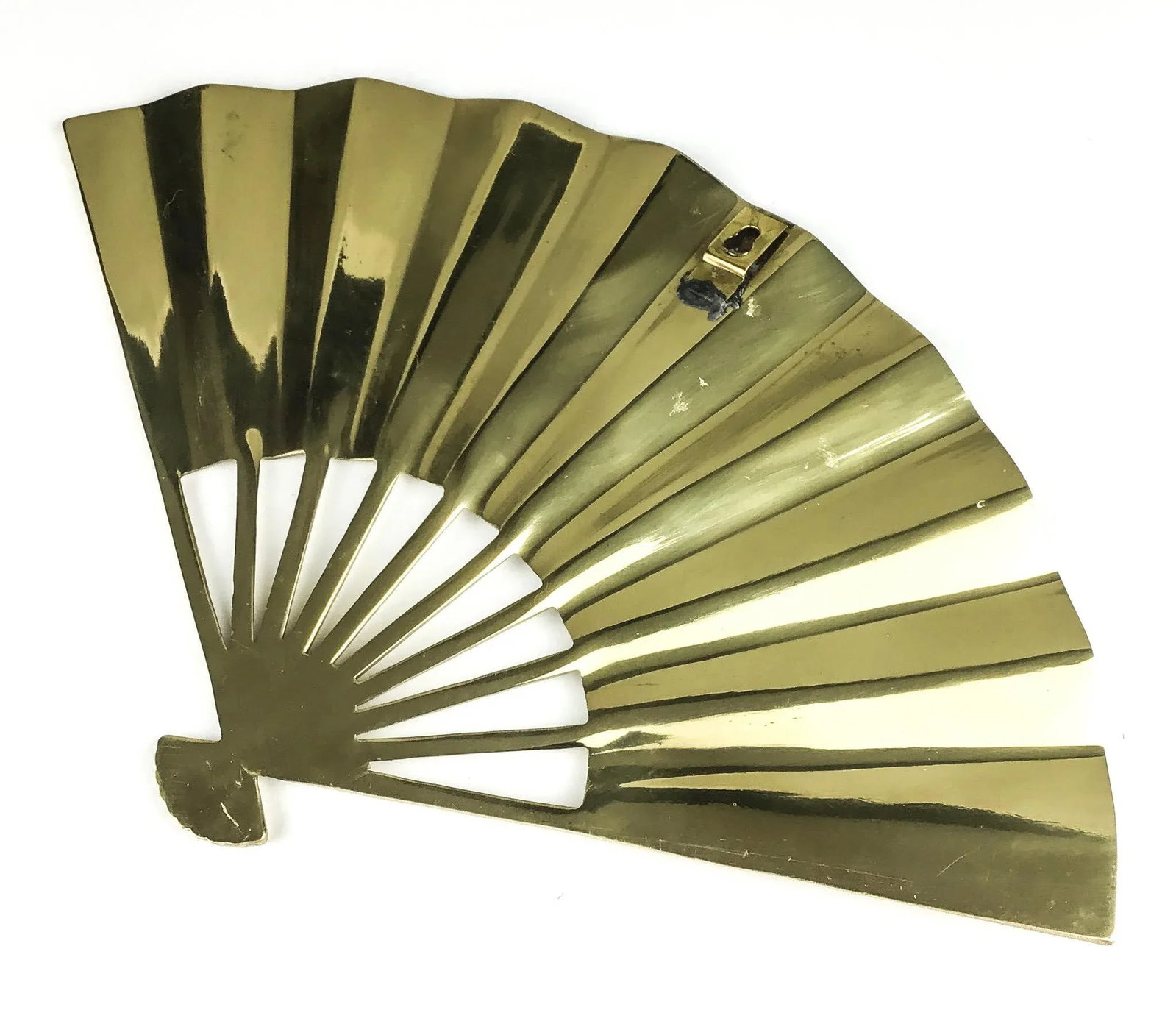 Vintage Carved Solid Brass Fan Wall Art - 9