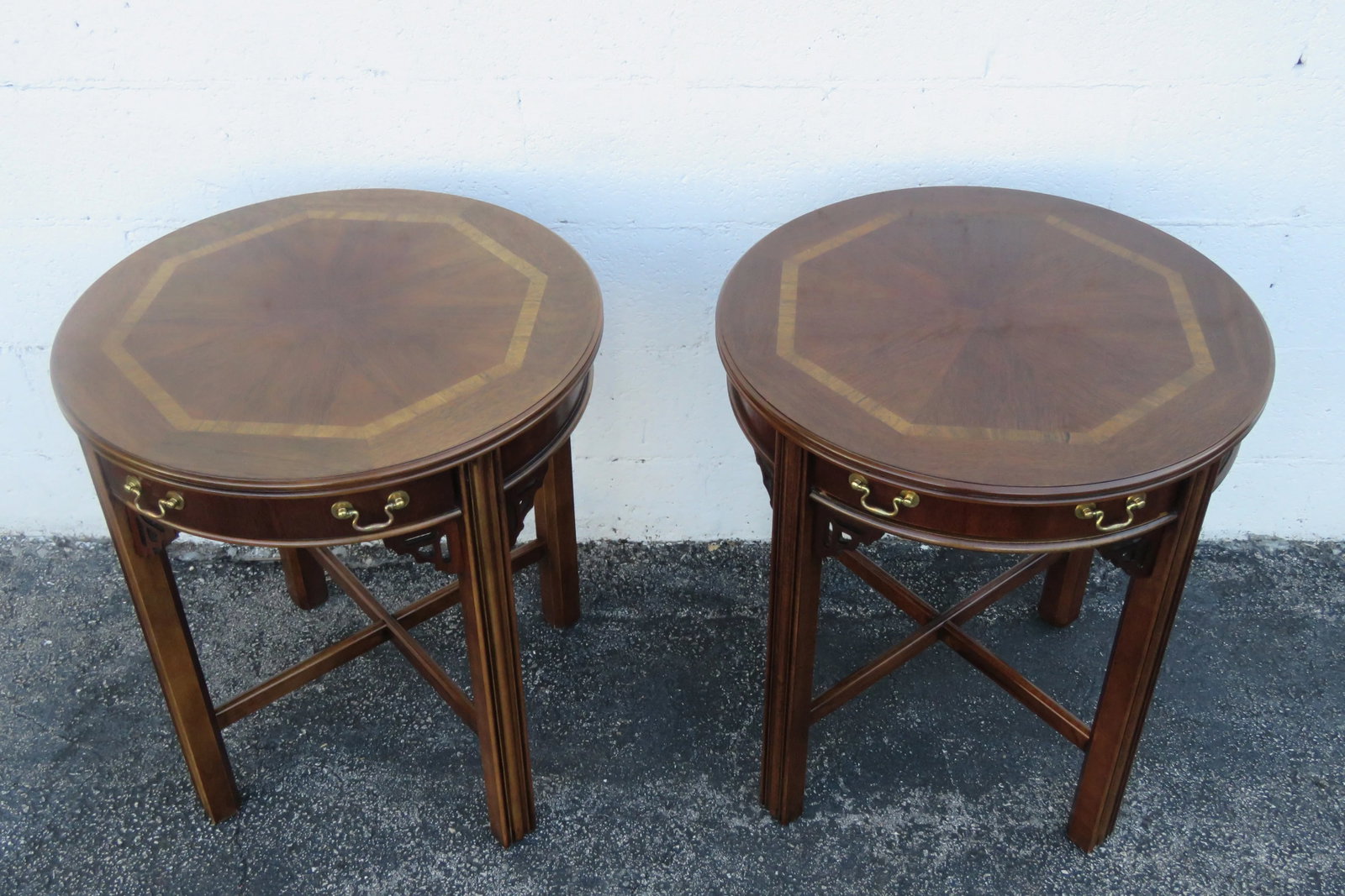 Lane Hollywood Regency Inlay Side End Tables a Pair - 10