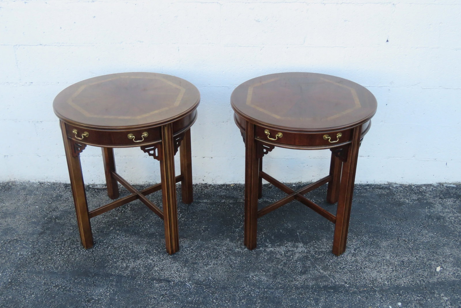 Lane Hollywood Regency Inlay Side End Tables a Pair - 12