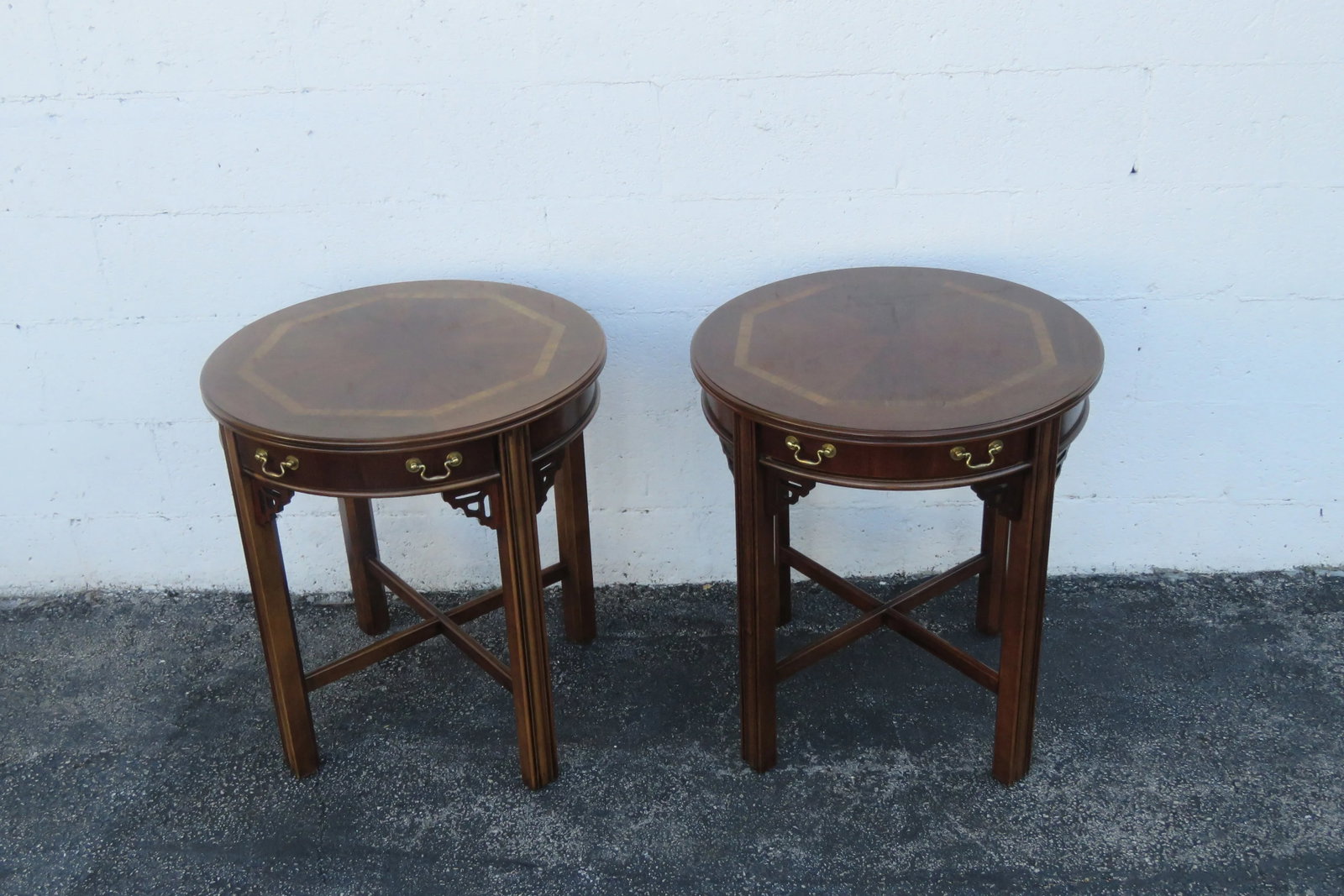 Lane Hollywood Regency Inlay Side End Tables a Pair - 13