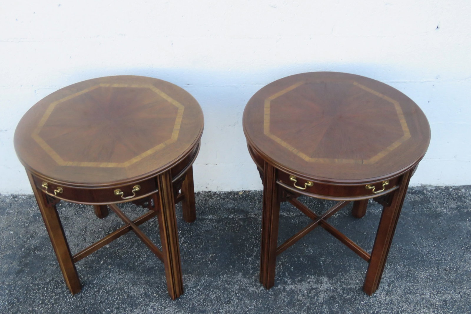 Lane Hollywood Regency Inlay Side End Tables a Pair - 2