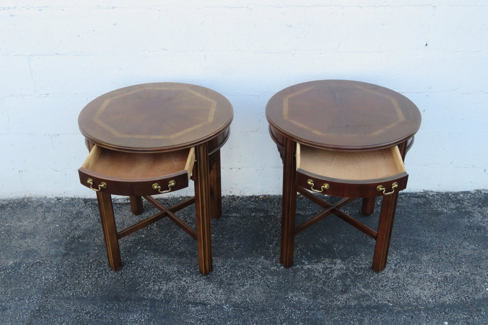 Lane Hollywood Regency Inlay Side End Tables a Pair - 5