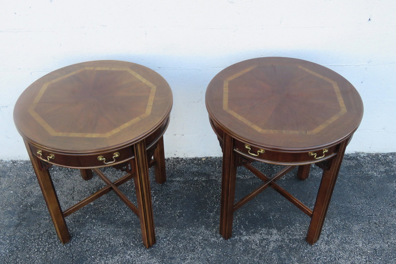 Lane Hollywood Regency Inlay Side End Tables a Pair - 9