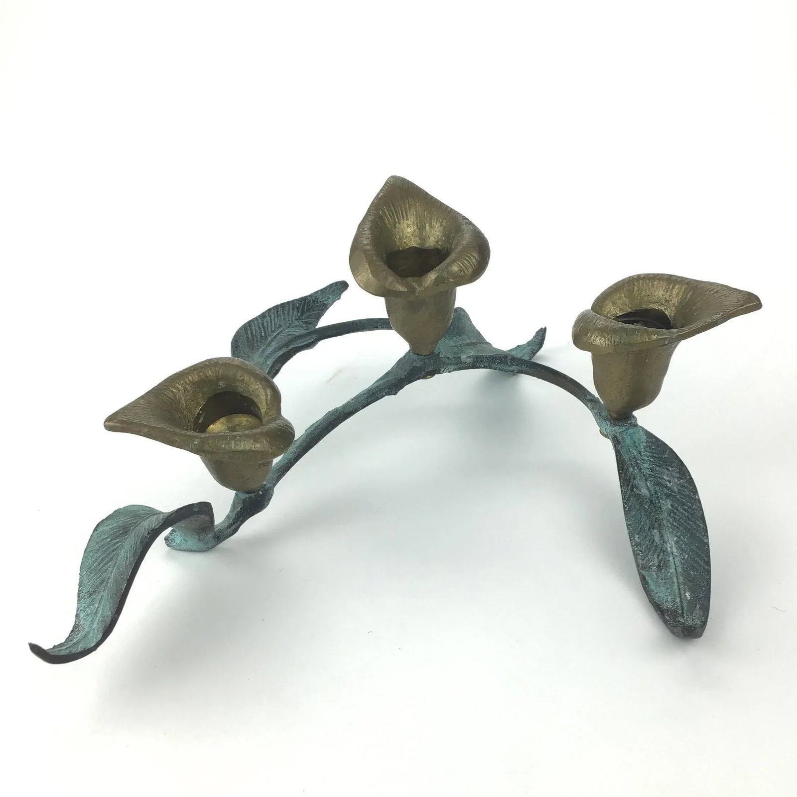Free Form Artisan Brass Candle Holder Sculpture - 11