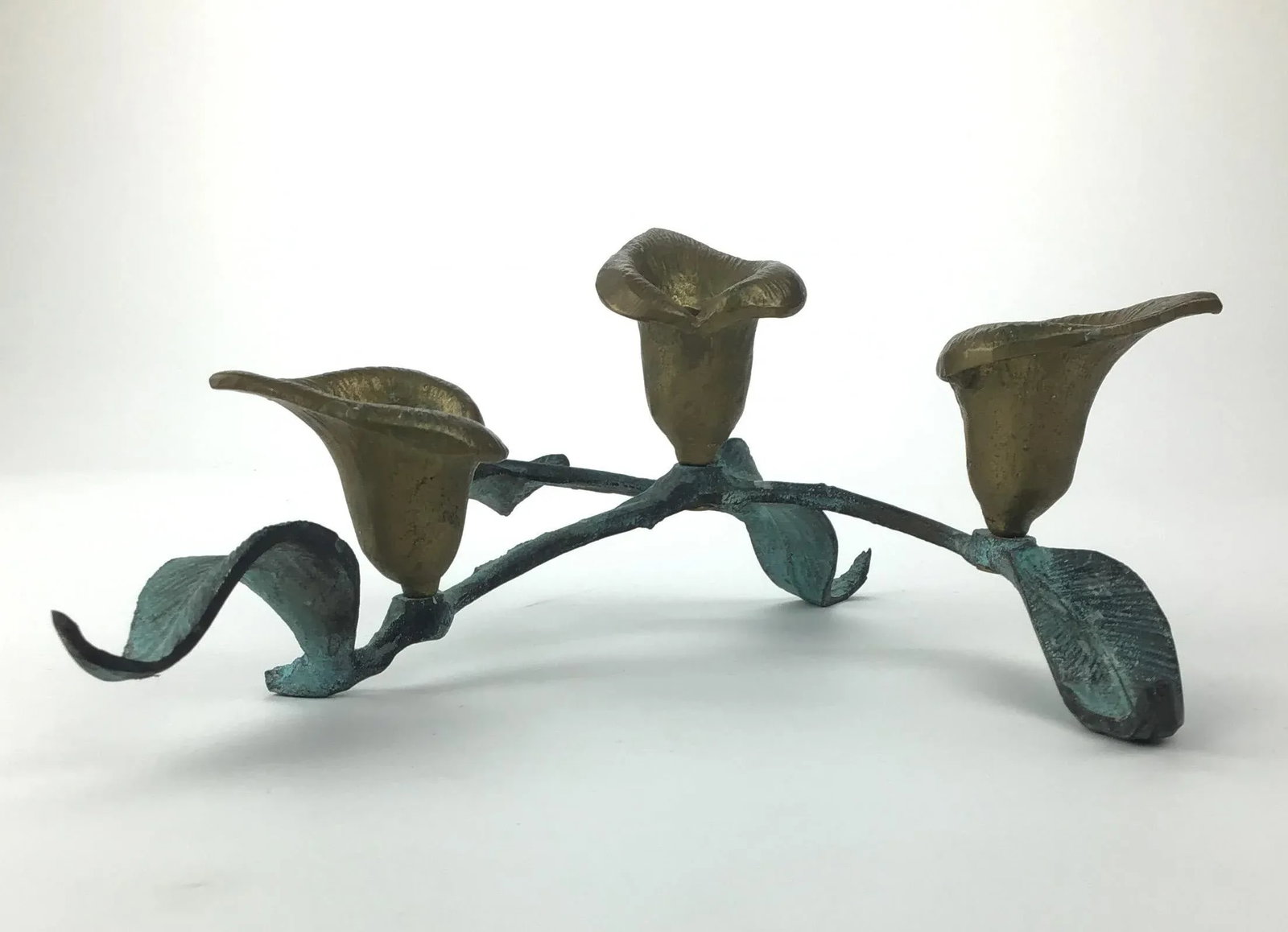 Free Form Artisan Brass Candle Holder Sculpture - 2