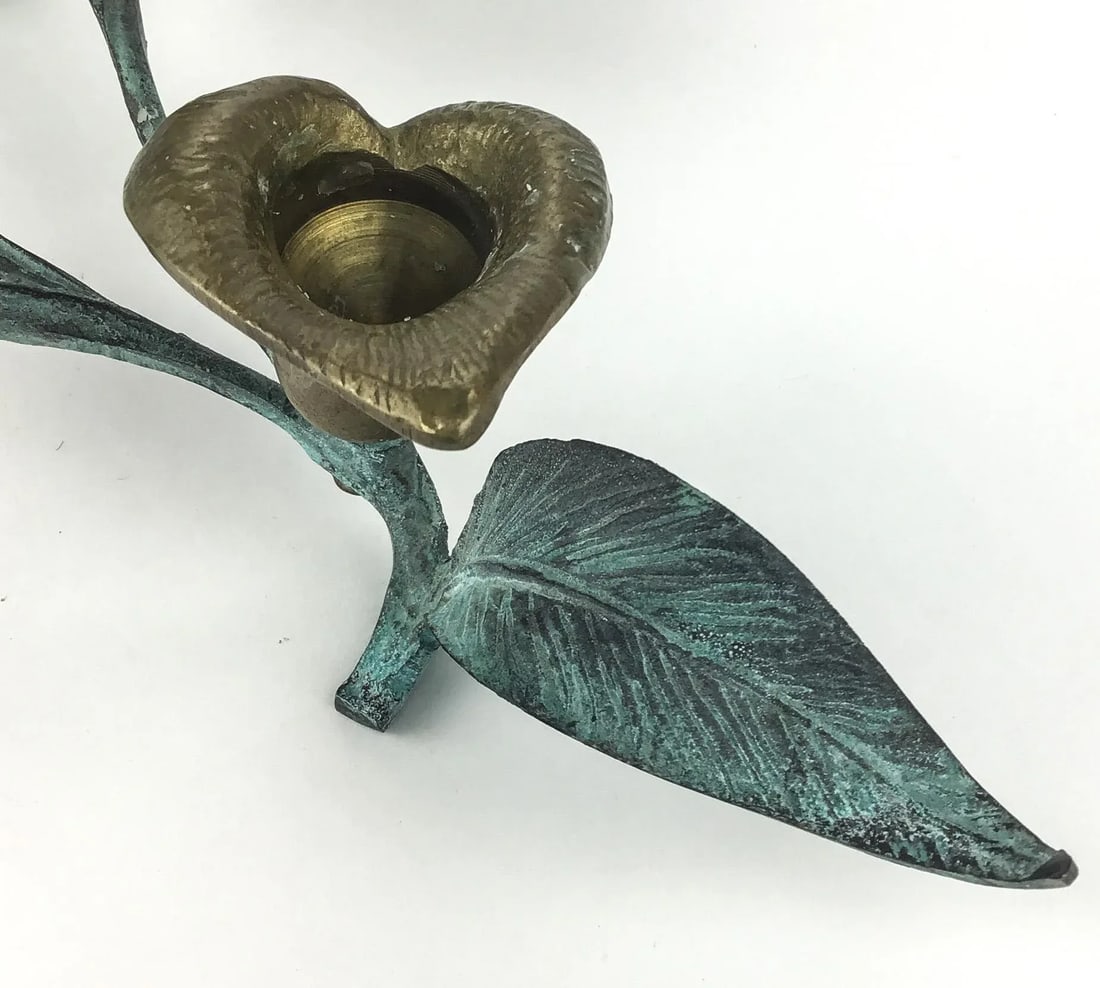 Free Form Artisan Brass Candle Holder Sculpture - 5