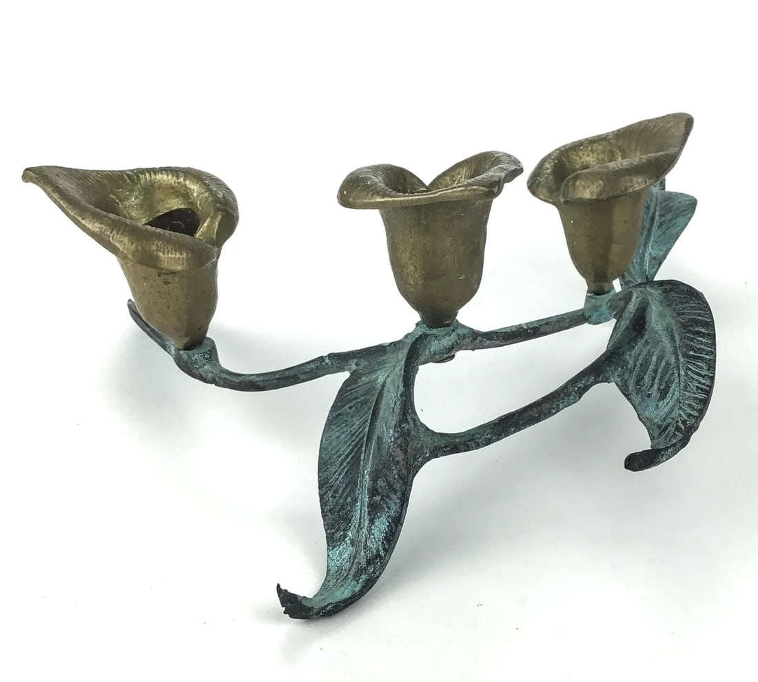 Free Form Artisan Brass Candle Holder Sculpture - 6
