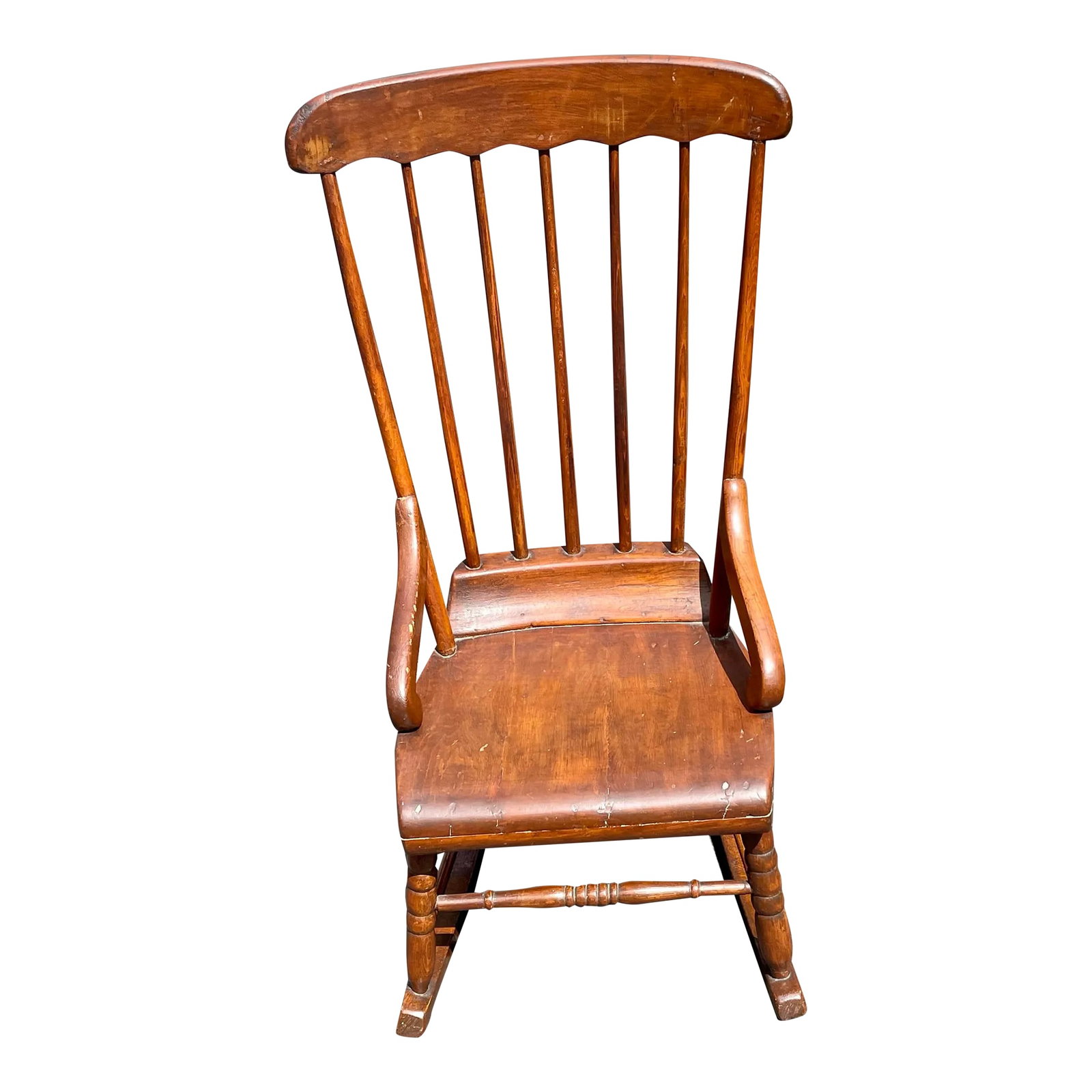 Antique Pennsylvania Nursing/Sewing Rocker: Offered is an antique Pennsylvania nursing or sewing rocker. It came out of Dauphin county Pennsylvania and is likely farm made. It it comfortable and sturdy and has a lovely old patina. As with any