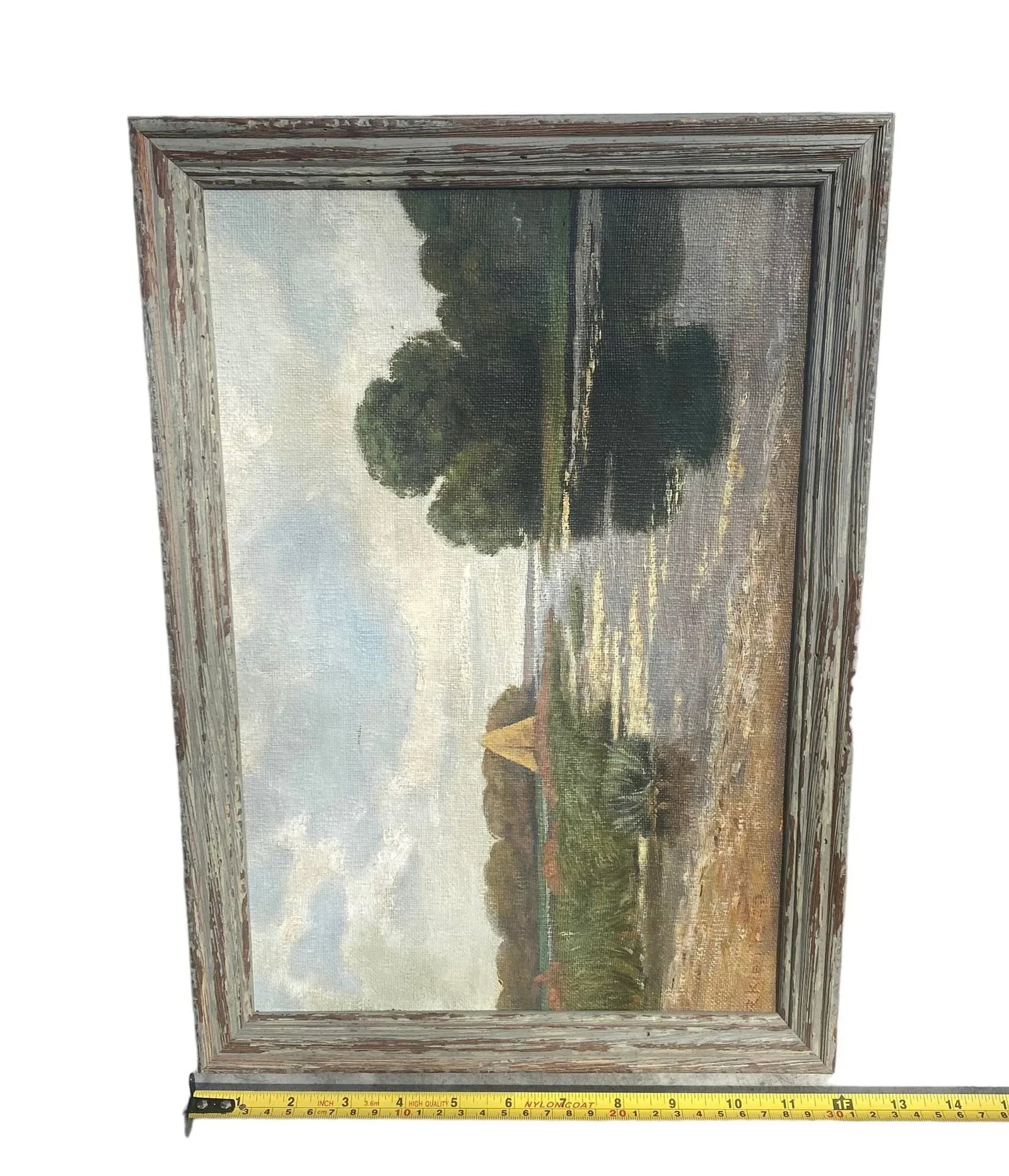 1920 Framed Oil on Board Landscape "Delmarva" by Artist R. Kiemitz - 10